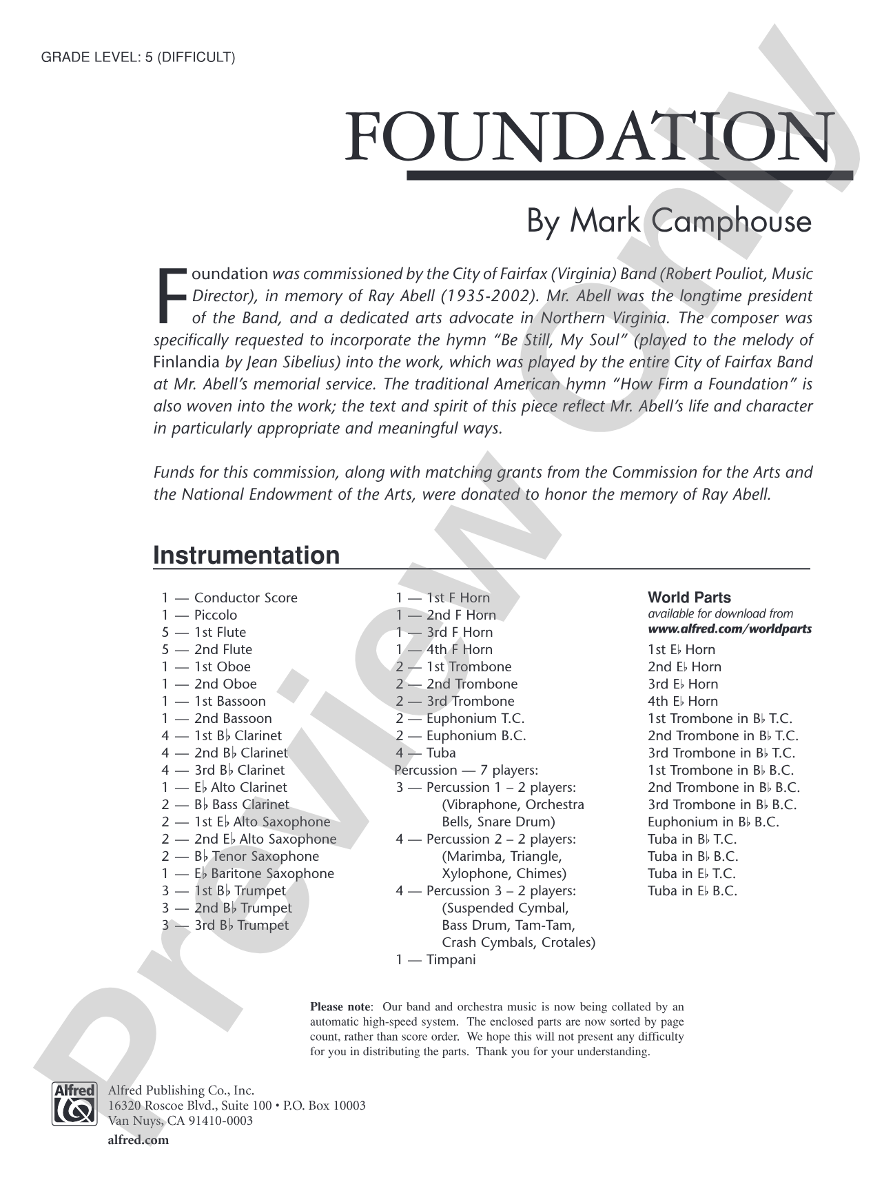 Foundation: Concert Band Conductor Score & Parts