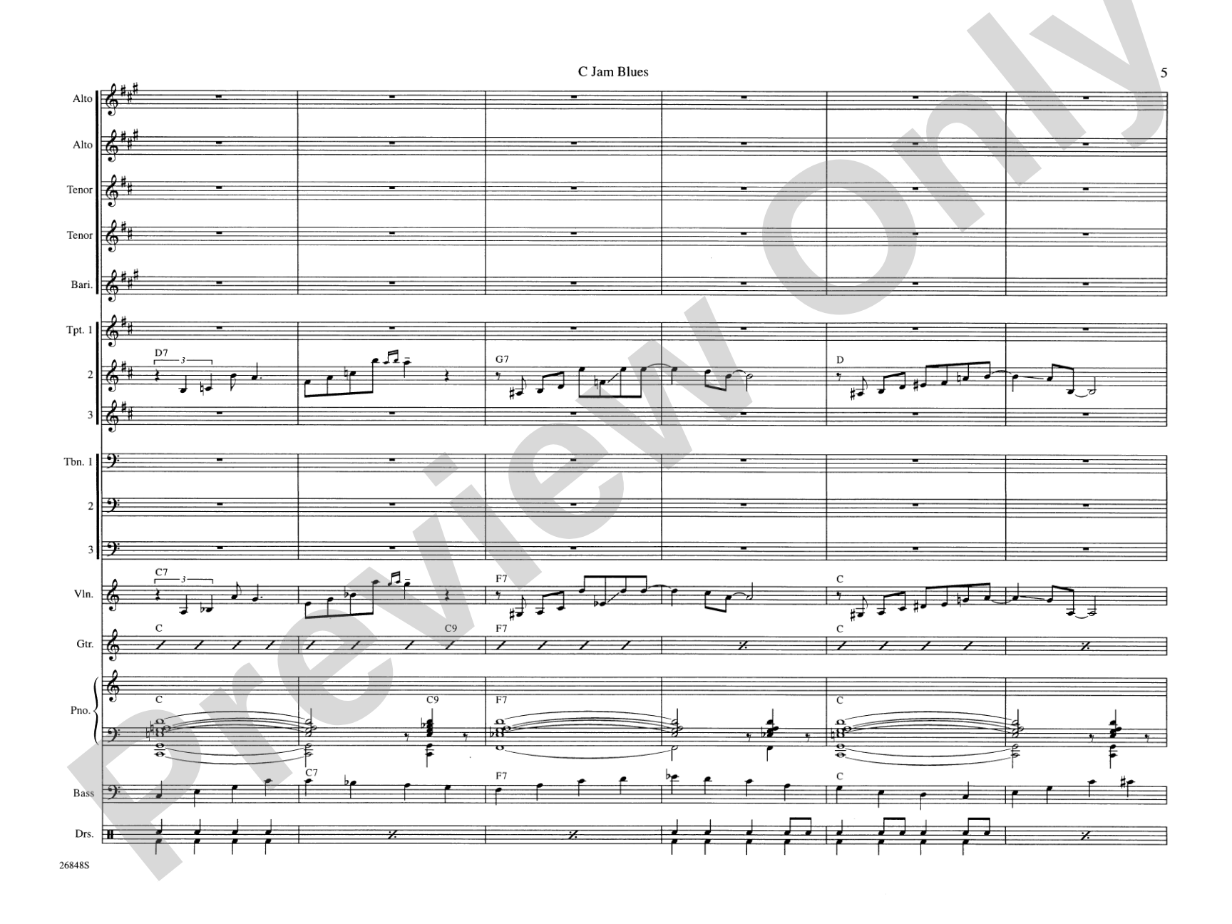 C Jam Blues: Jazz Ensemble Conductor Score & Parts