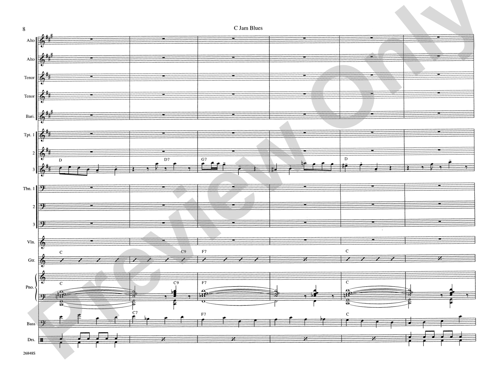 C Jam Blues: Jazz Ensemble Conductor Score & Parts