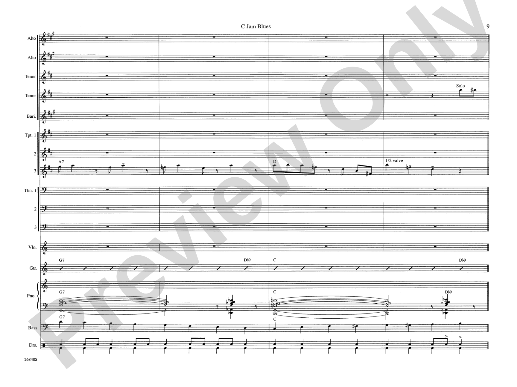 C Jam Blues: Jazz Ensemble Conductor Score & Parts