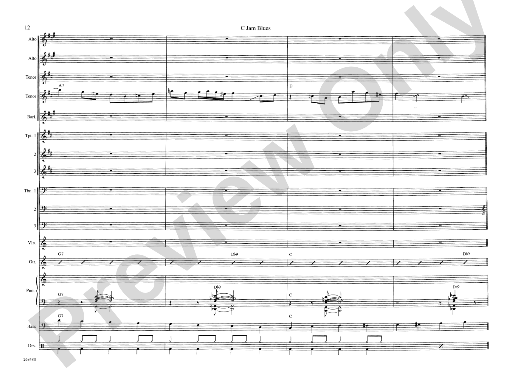 C Jam Blues: Jazz Ensemble Conductor Score & Parts
