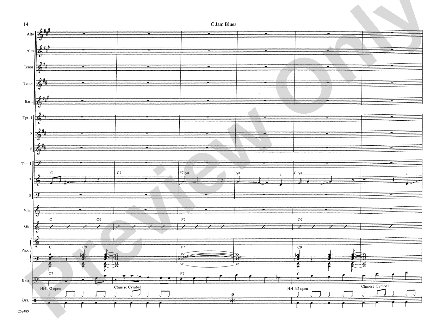 C Jam Blues: Jazz Ensemble Conductor Score & Parts