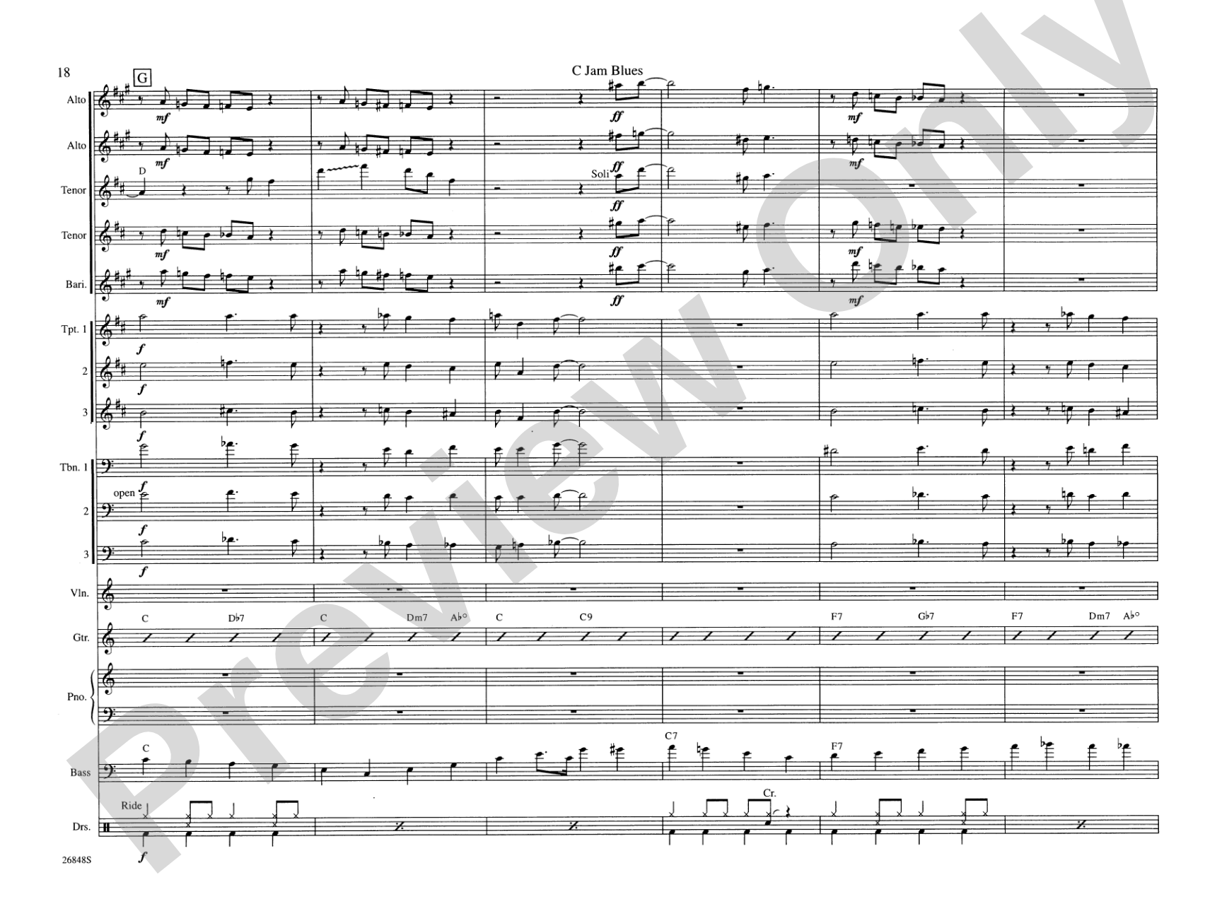 C Jam Blues: Jazz Ensemble Conductor Score & Parts