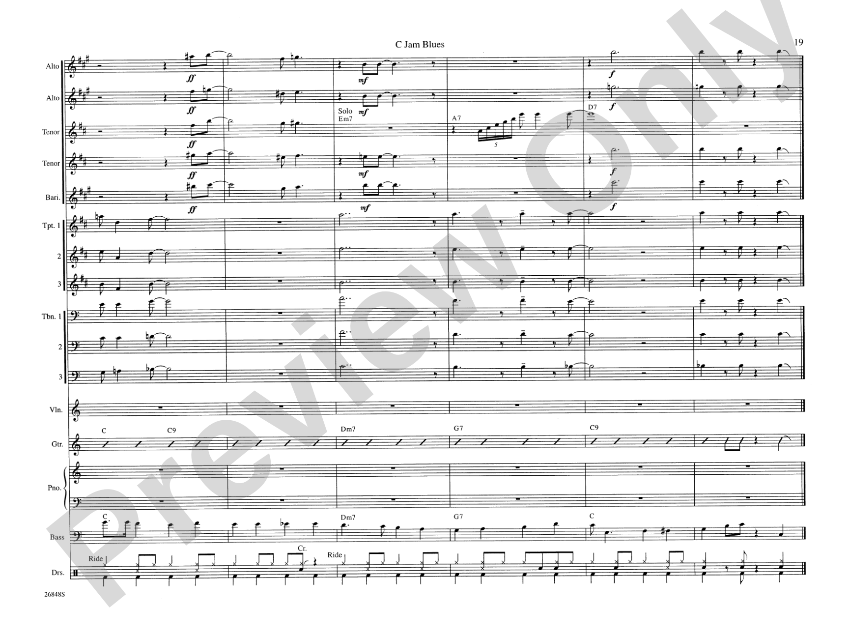 C Jam Blues: Jazz Ensemble Conductor Score & Parts
