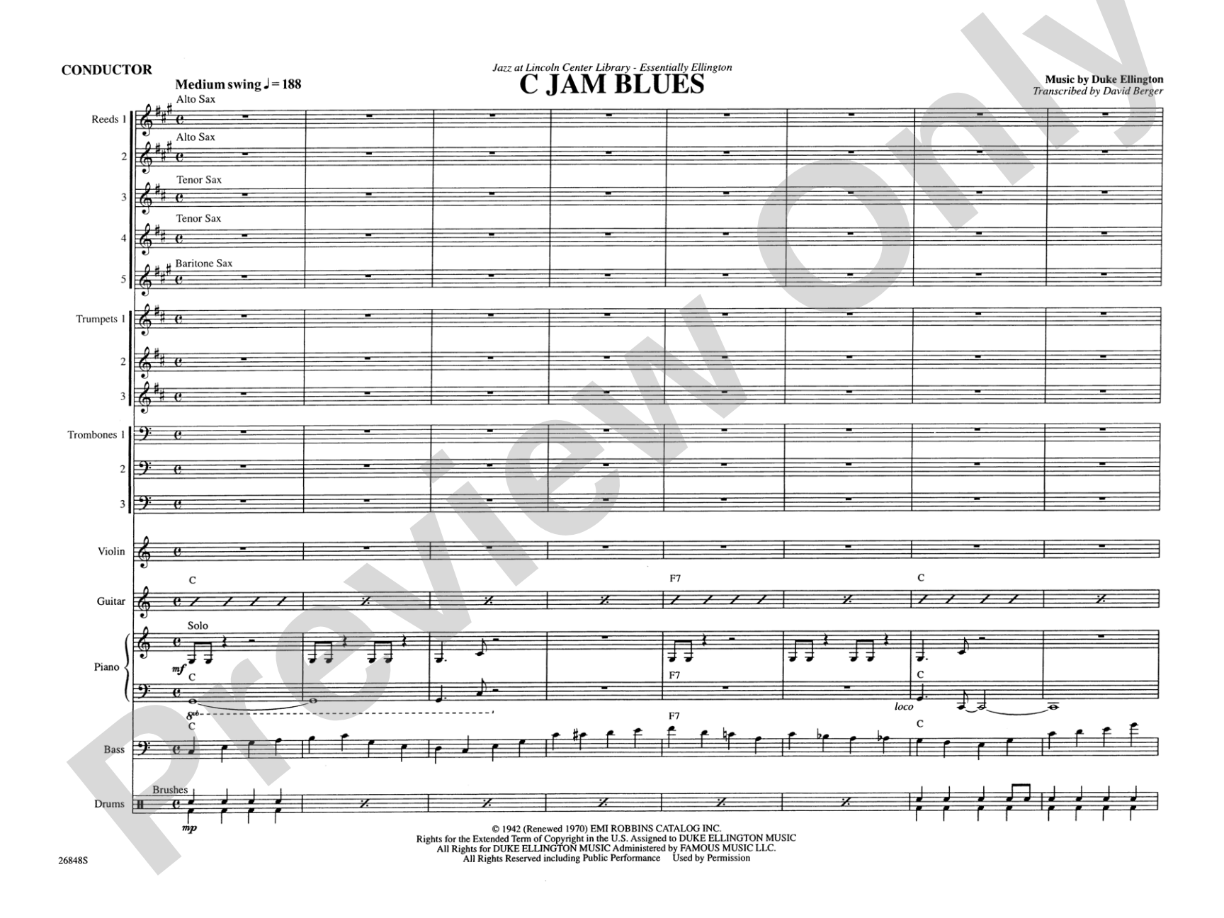C Jam Blues: Jazz Ensemble Conductor Score & Parts