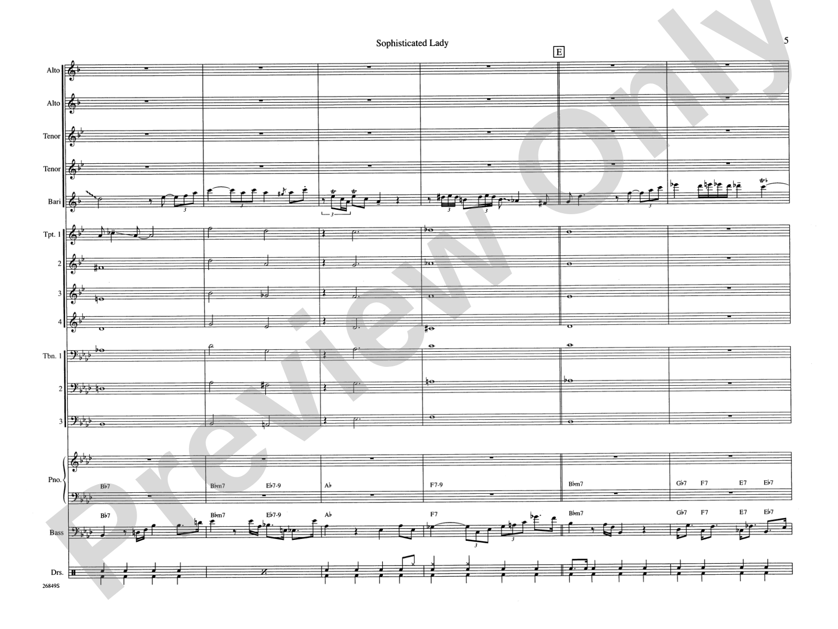 Sophisticated Lady: Jazz Ensemble Conductor Score & Parts