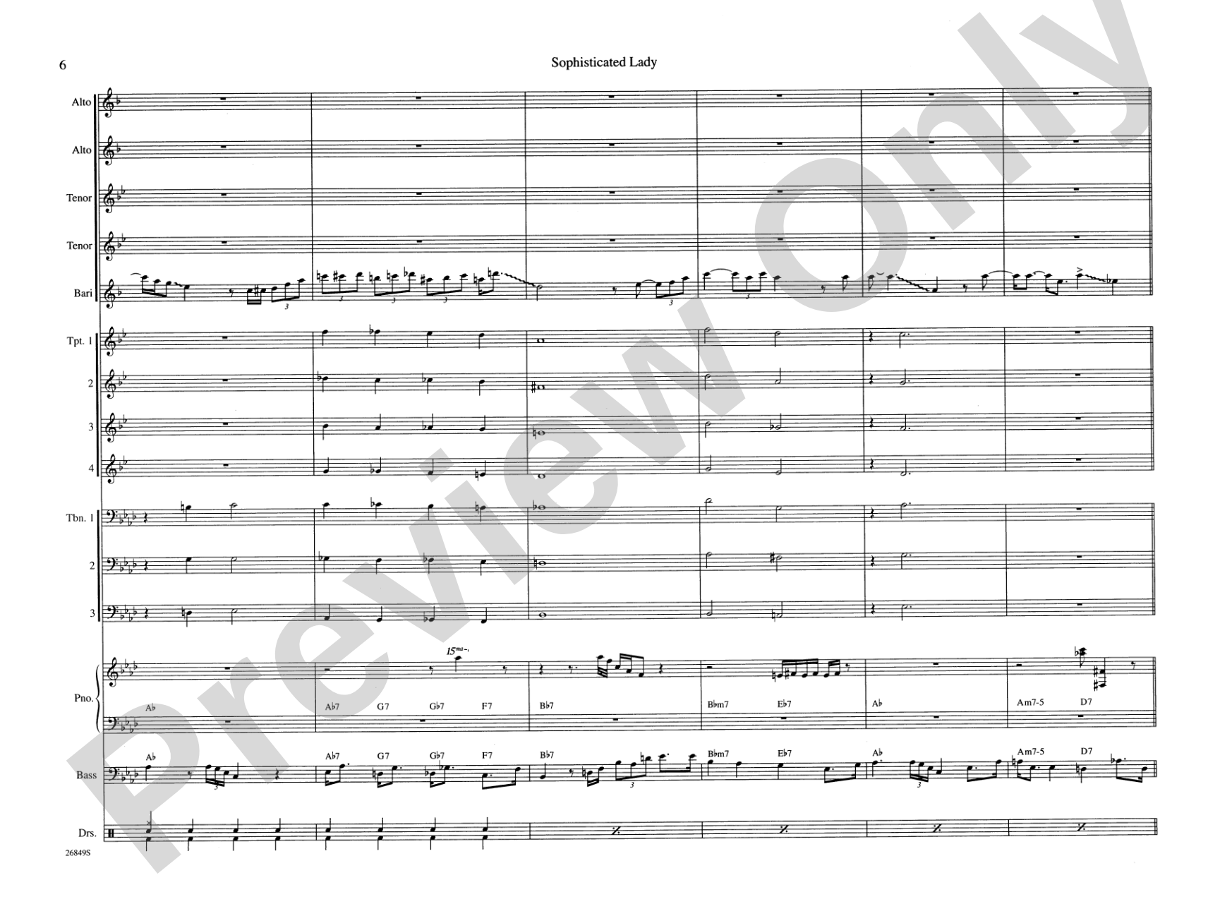 Sophisticated Lady: Jazz Ensemble Conductor Score & Parts