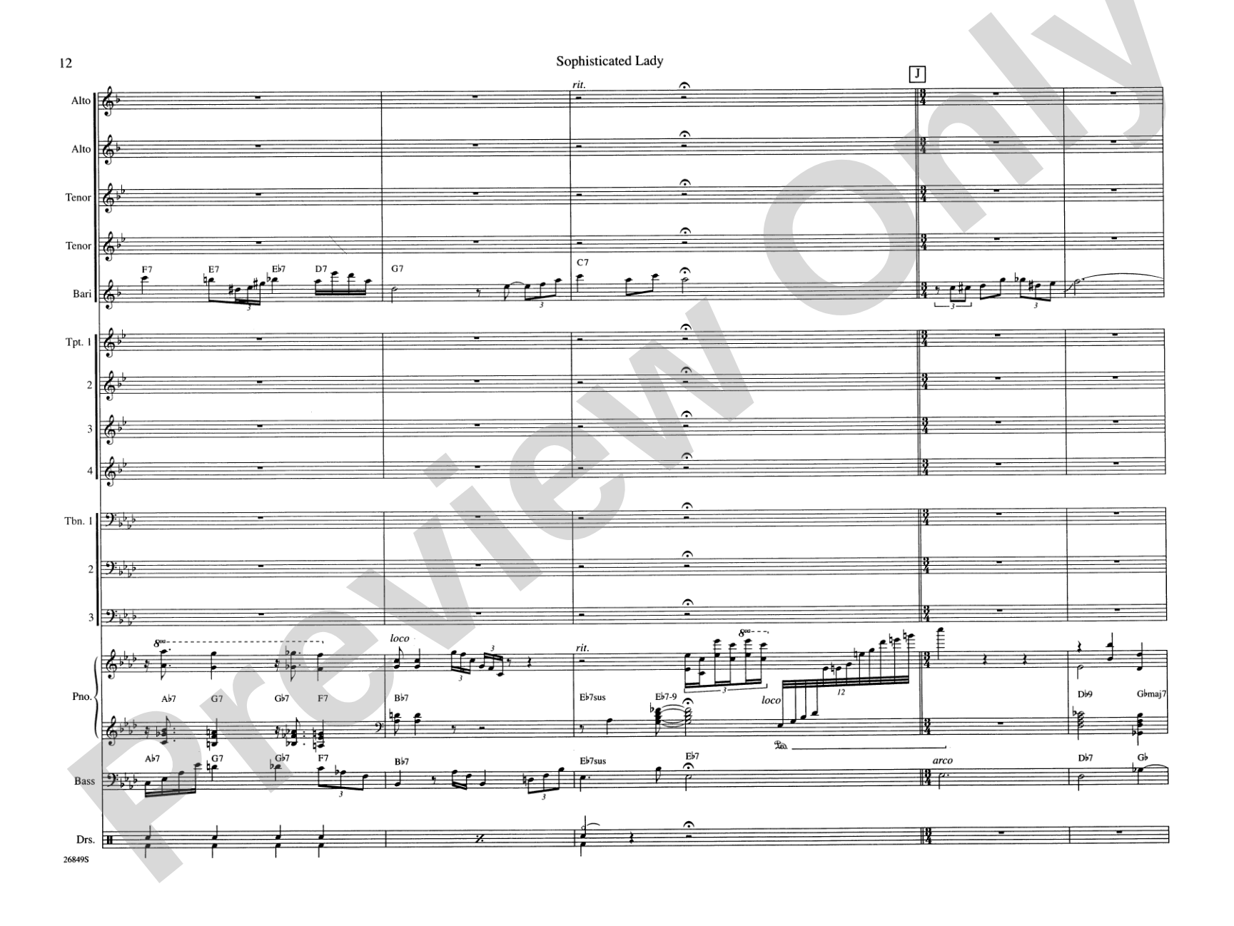 Sophisticated Lady: Jazz Ensemble Conductor Score & Parts