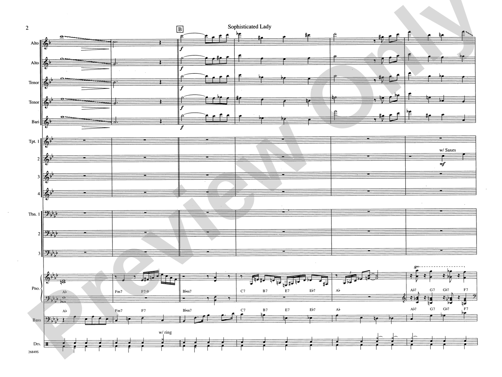 Sophisticated Lady: Jazz Ensemble Conductor Score & Parts