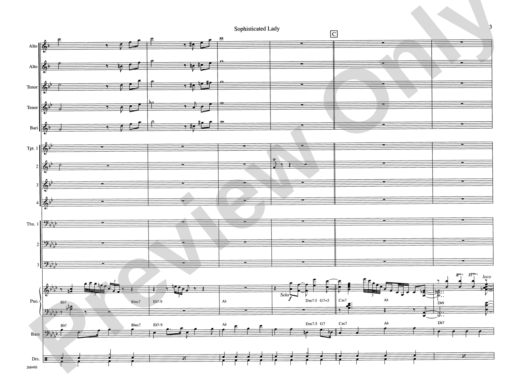 Sophisticated Lady: Jazz Ensemble Conductor Score & Parts