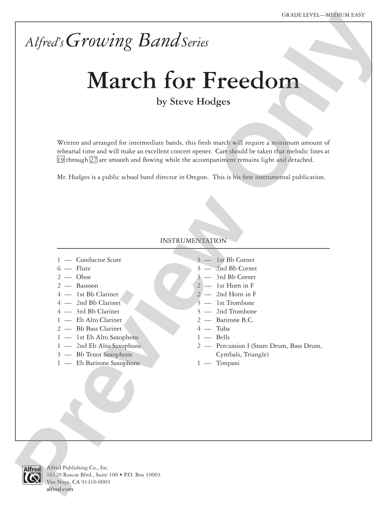 March for Freedom: Concert Band Conductor Score & Parts