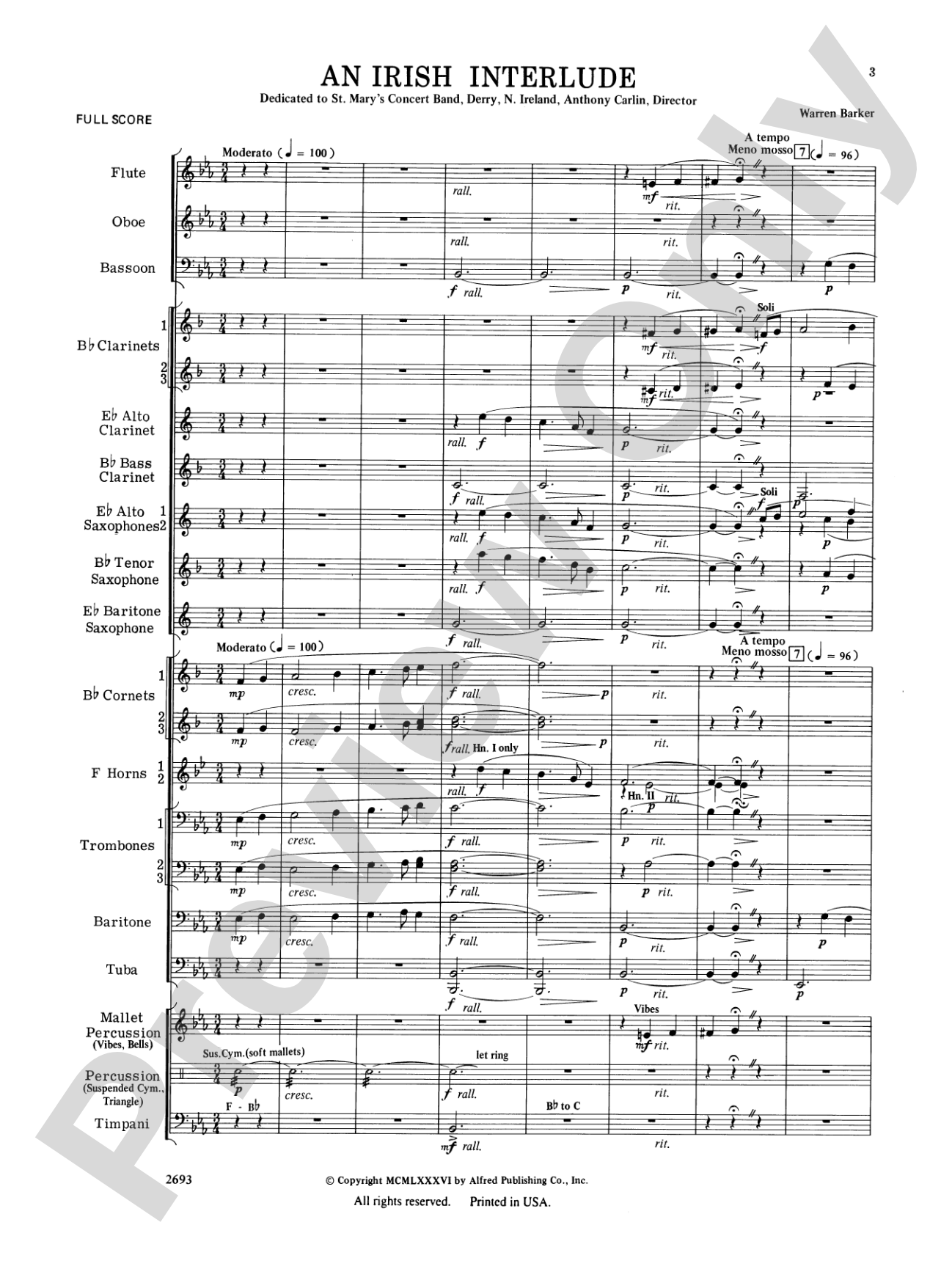 An Irish Interlude: Concert Band Conductor Score & Parts