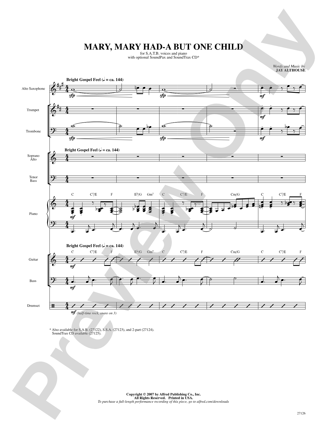 Mary, Mary Had-A But One Child: Choral SoundPax