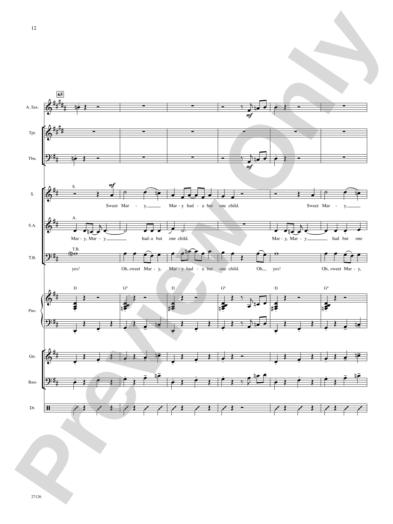 Mary, Mary Had-A But One Child: Choral SoundPax