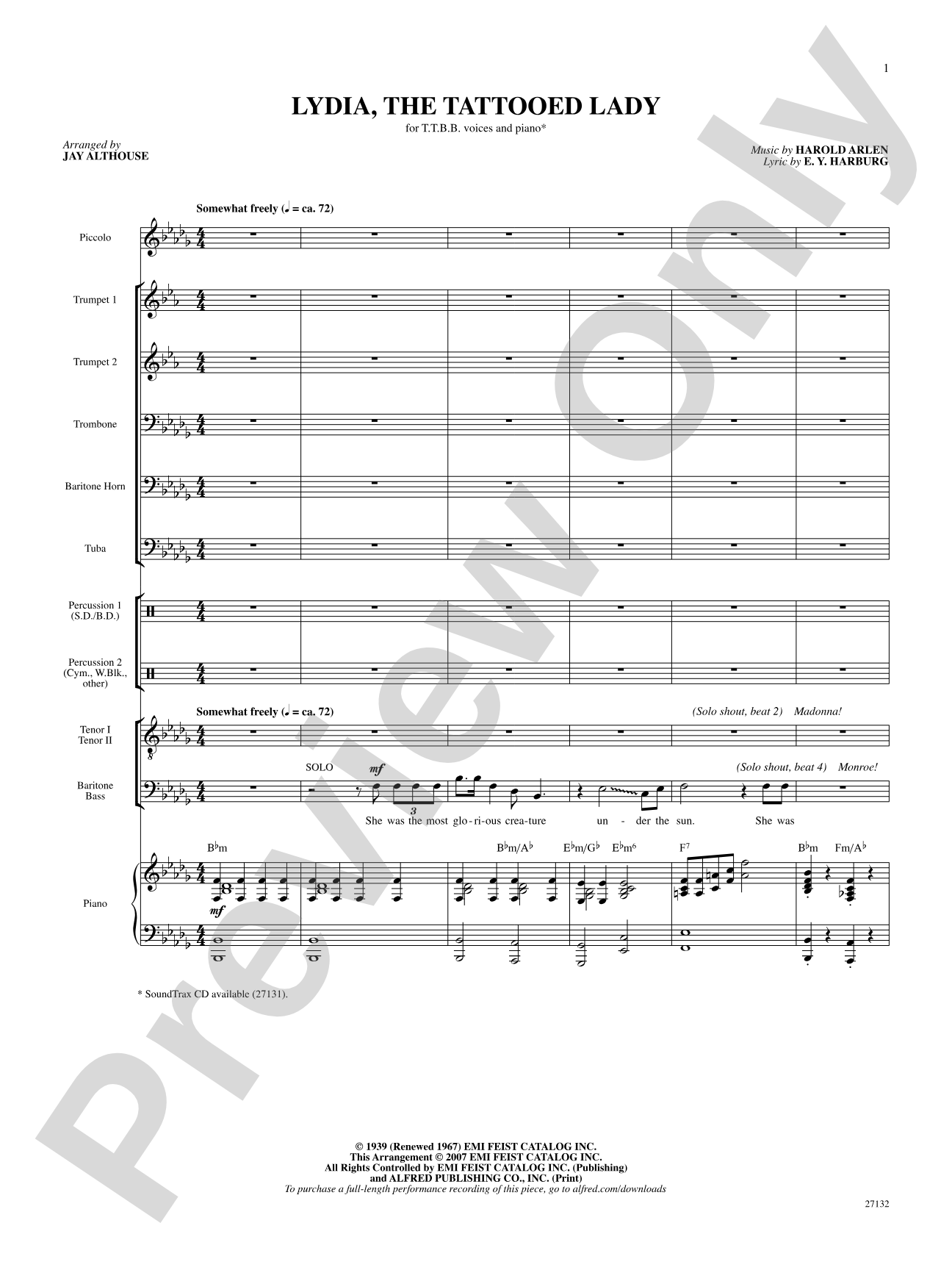 Lydia The Tattooed Lady Score Downloadable Printable Sheet Music 