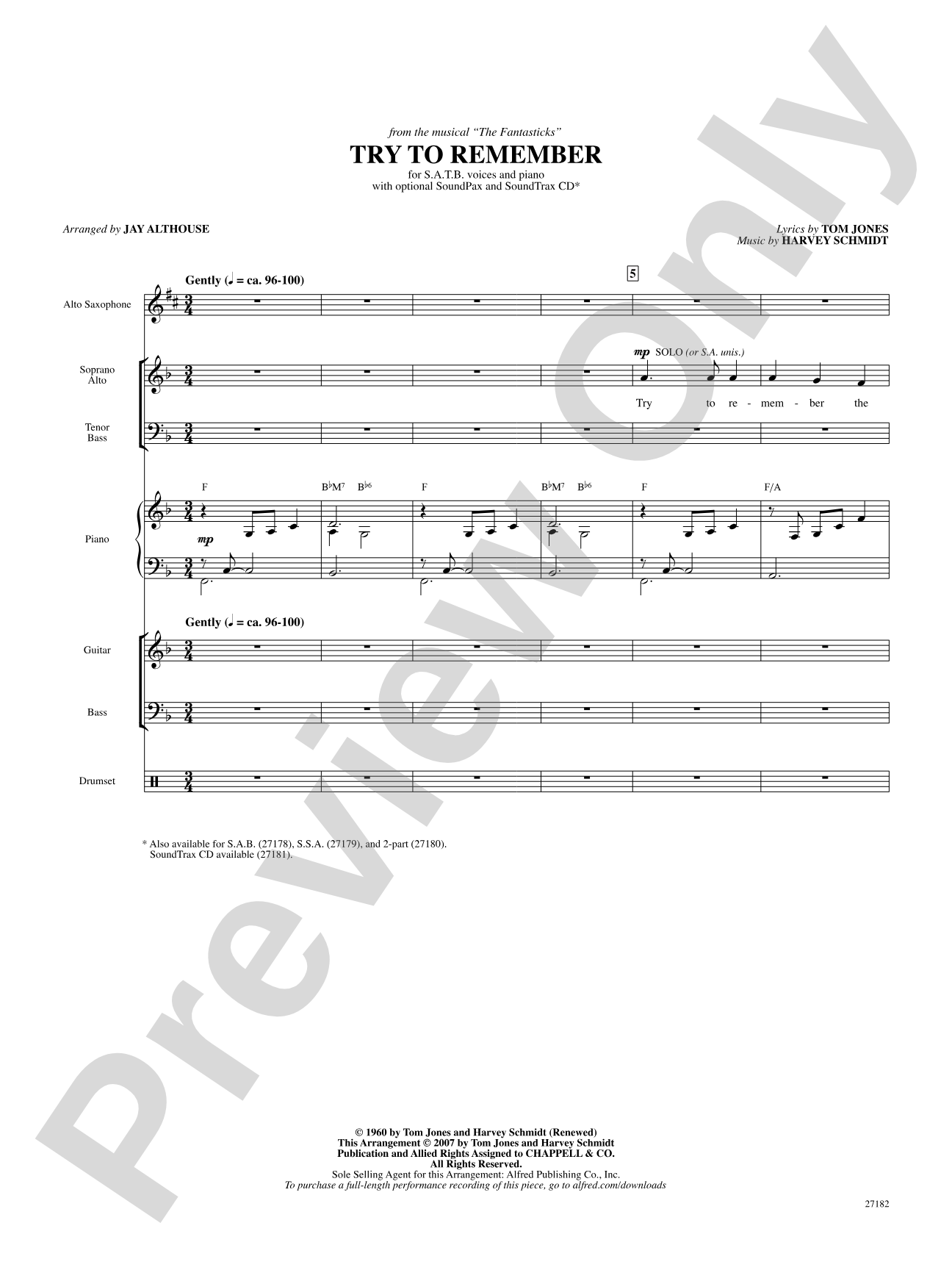 Try to Remember (from The Fantasticks): Choral SoundPax