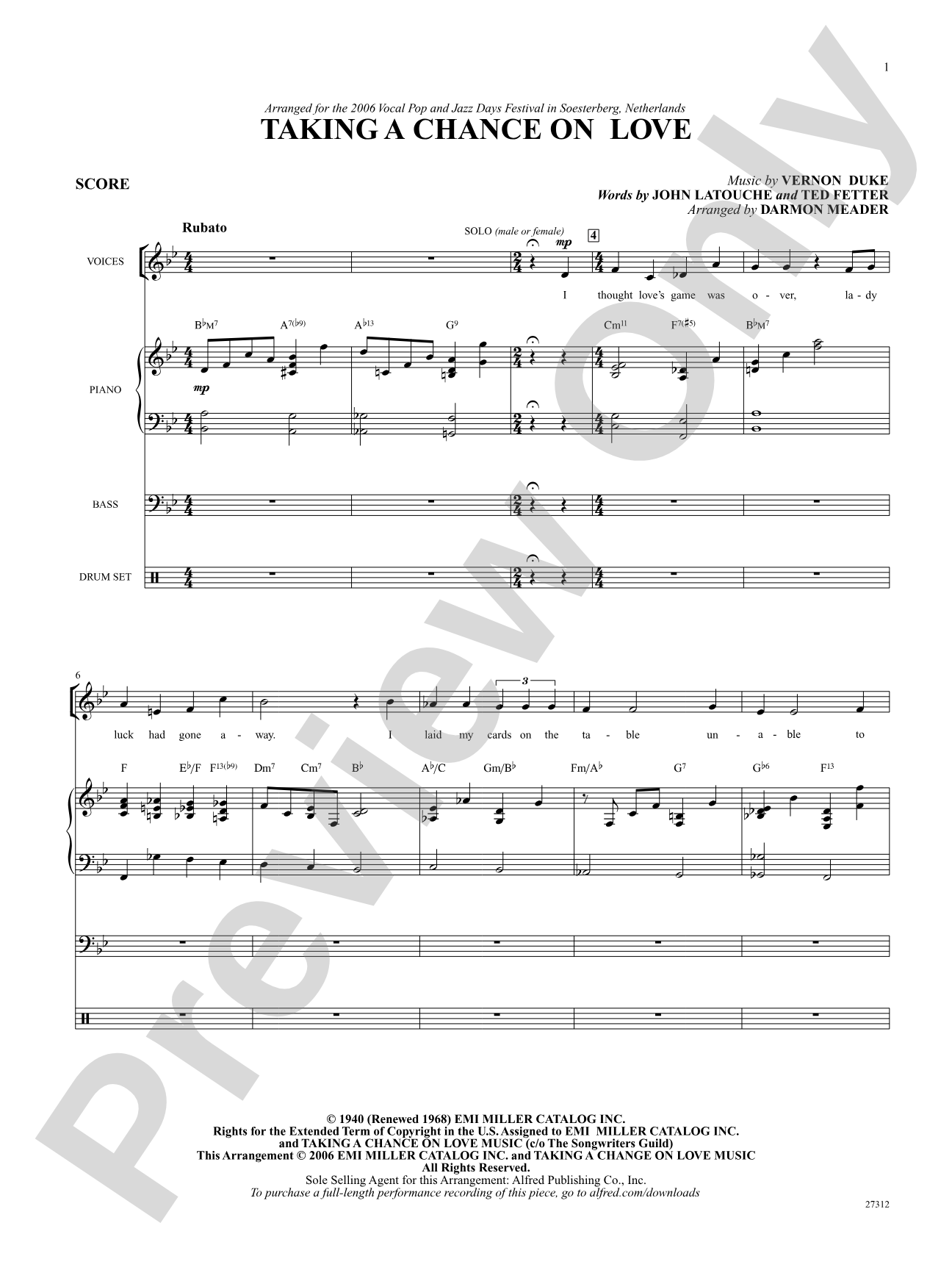 Taking a Chance on Love: Score: Choral SoundPax