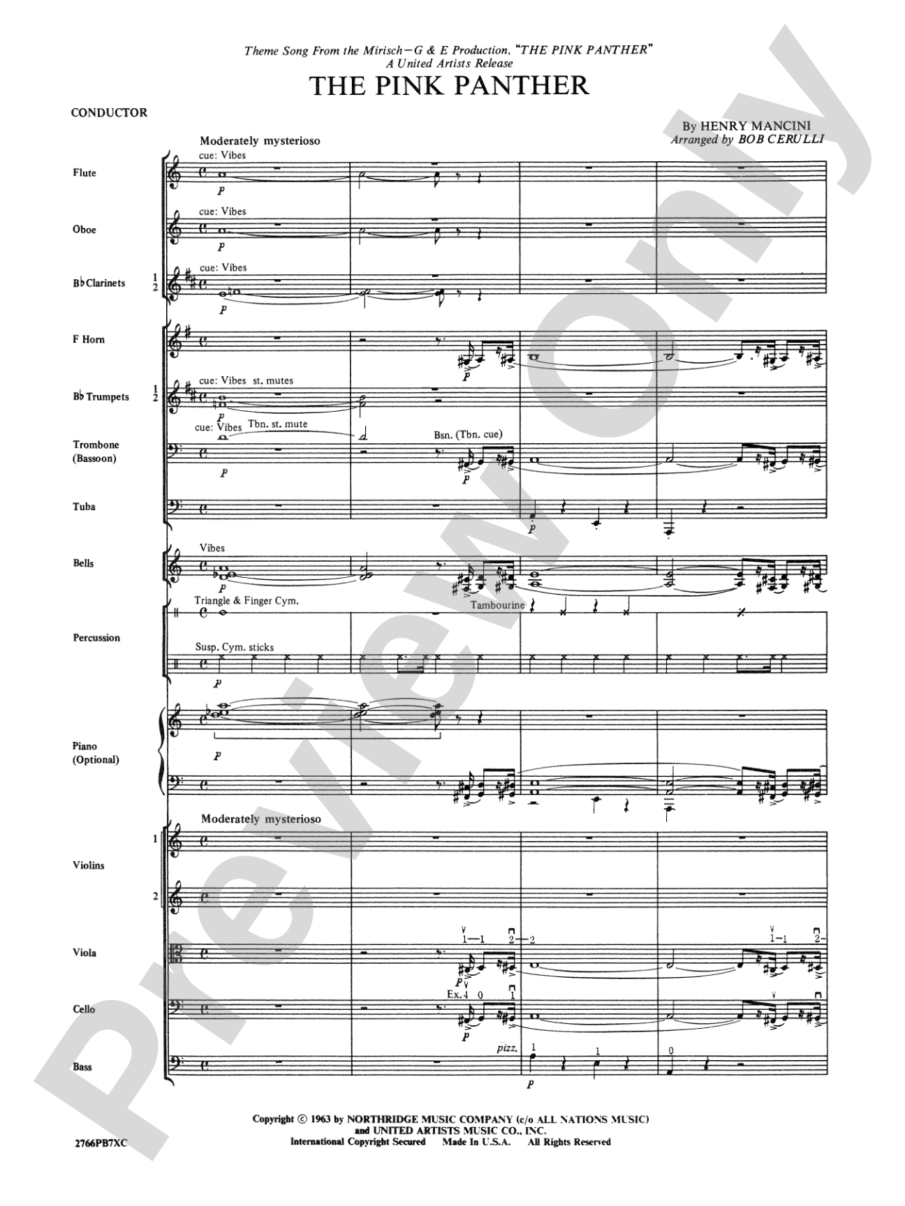 The Pink Panther: Full Orchestra Conductor Score & Parts
