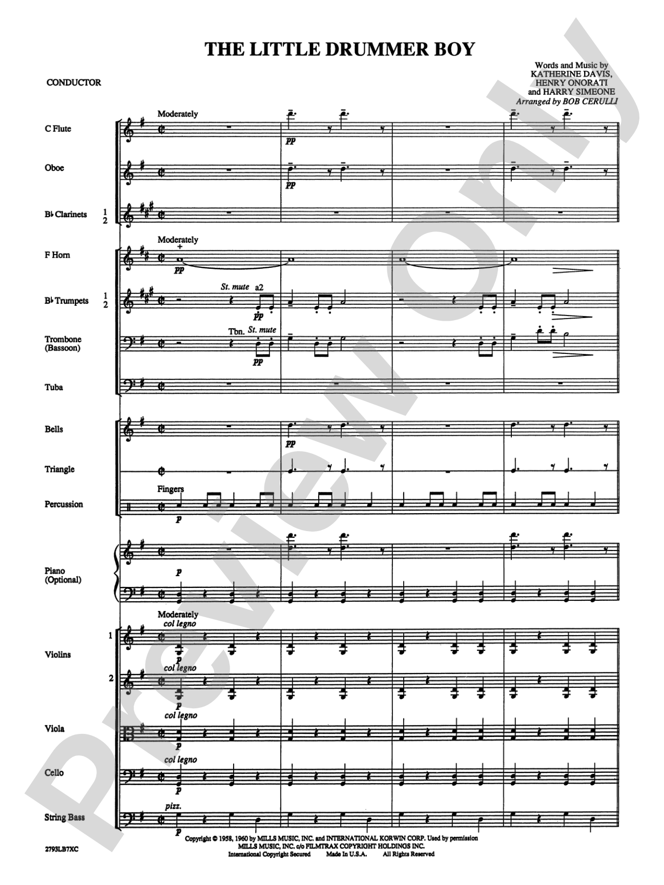 The Little Drummer Boy: Full Orchestra Conductor Score & Parts