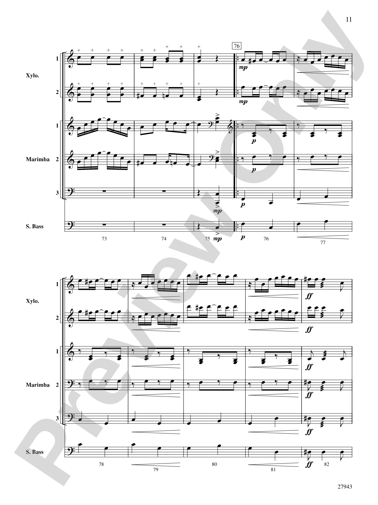 The Entertainer: Percussion Ensemble Conductor Score & Parts