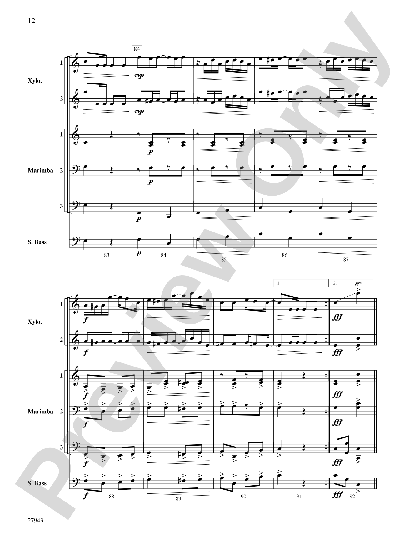 The Entertainer: Percussion Ensemble Conductor Score & Parts