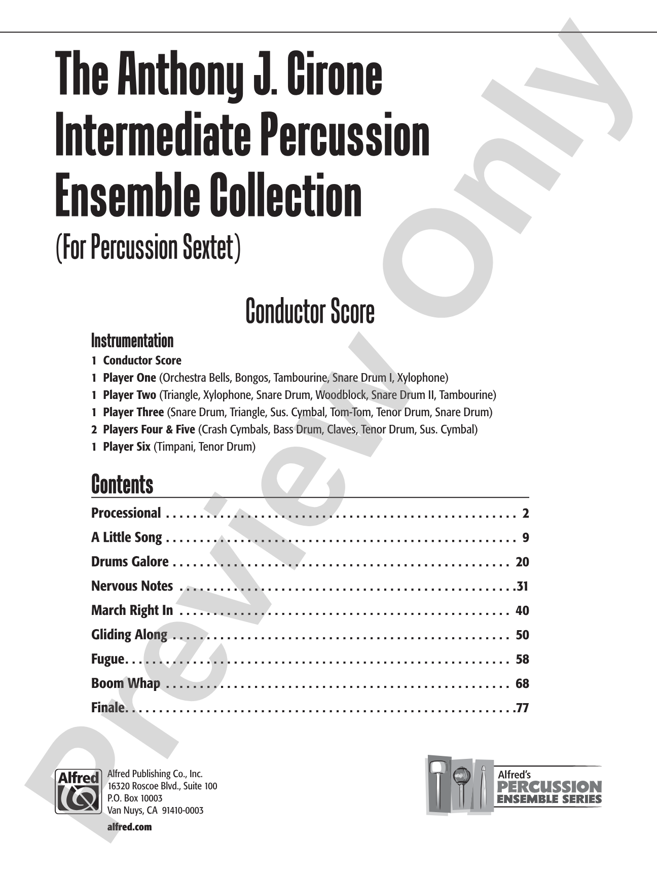 The Anthony J. Cirone Intermediate Percussion Ensemble Collection: Percussion Ensemble Conductor Score & Parts
