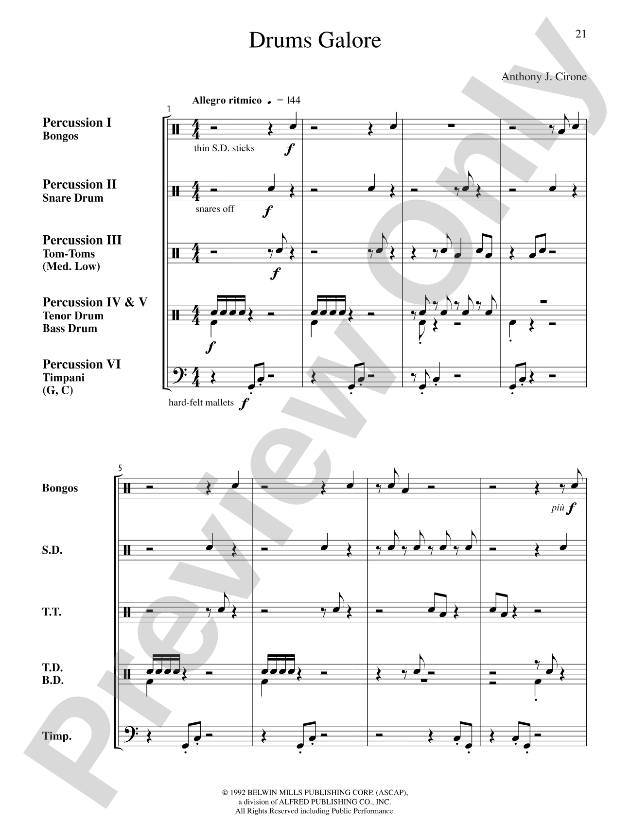 The Anthony J. Cirone Intermediate Percussion Ensemble Collection: Percussion Ensemble Conductor Score & Parts