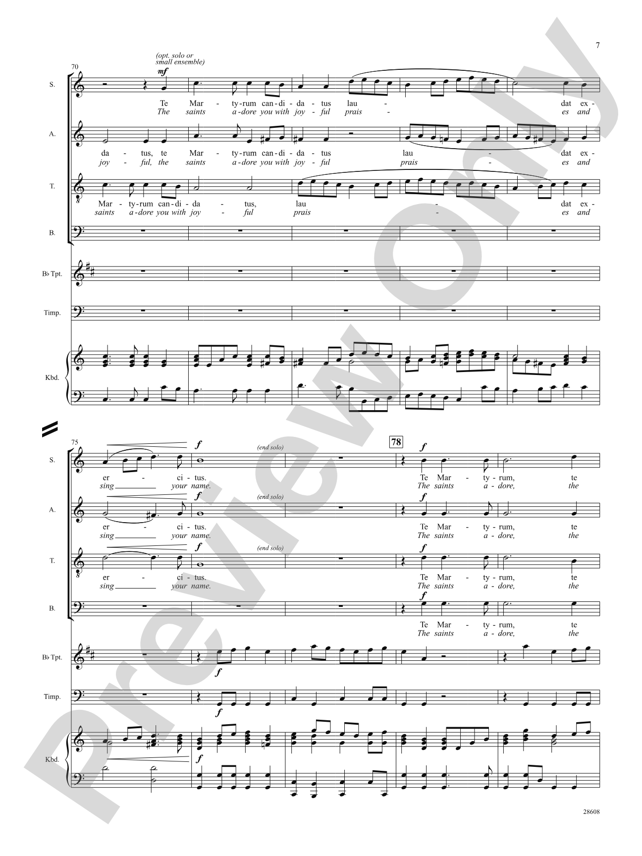 Pleni Sunt Coeli (from Te Deum): Choral SoundPax