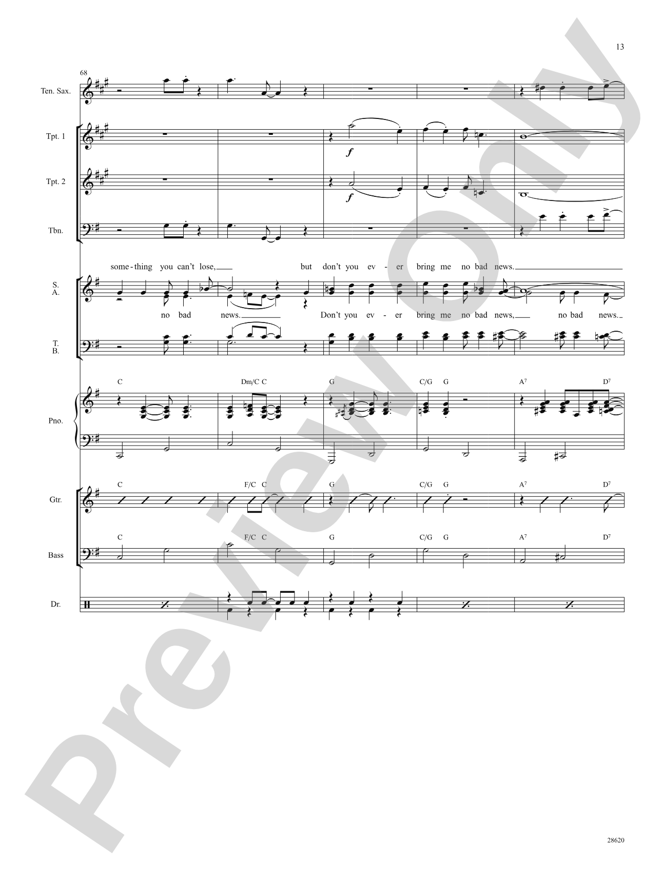 Don't Nobody Bring Me No Bad News (from the musical The Wiz): Choral SoundPax