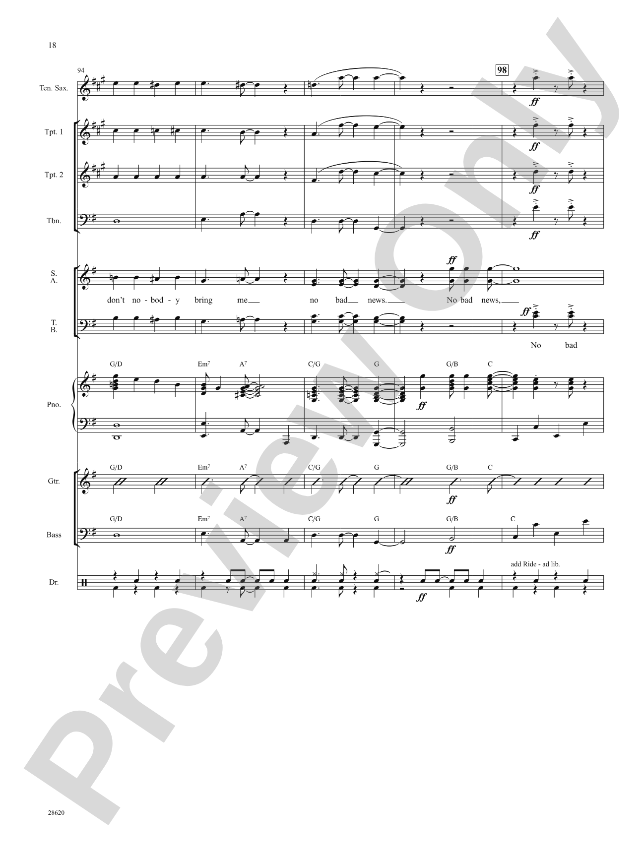 Don't Nobody Bring Me No Bad News (from the musical The Wiz): Choral SoundPax
