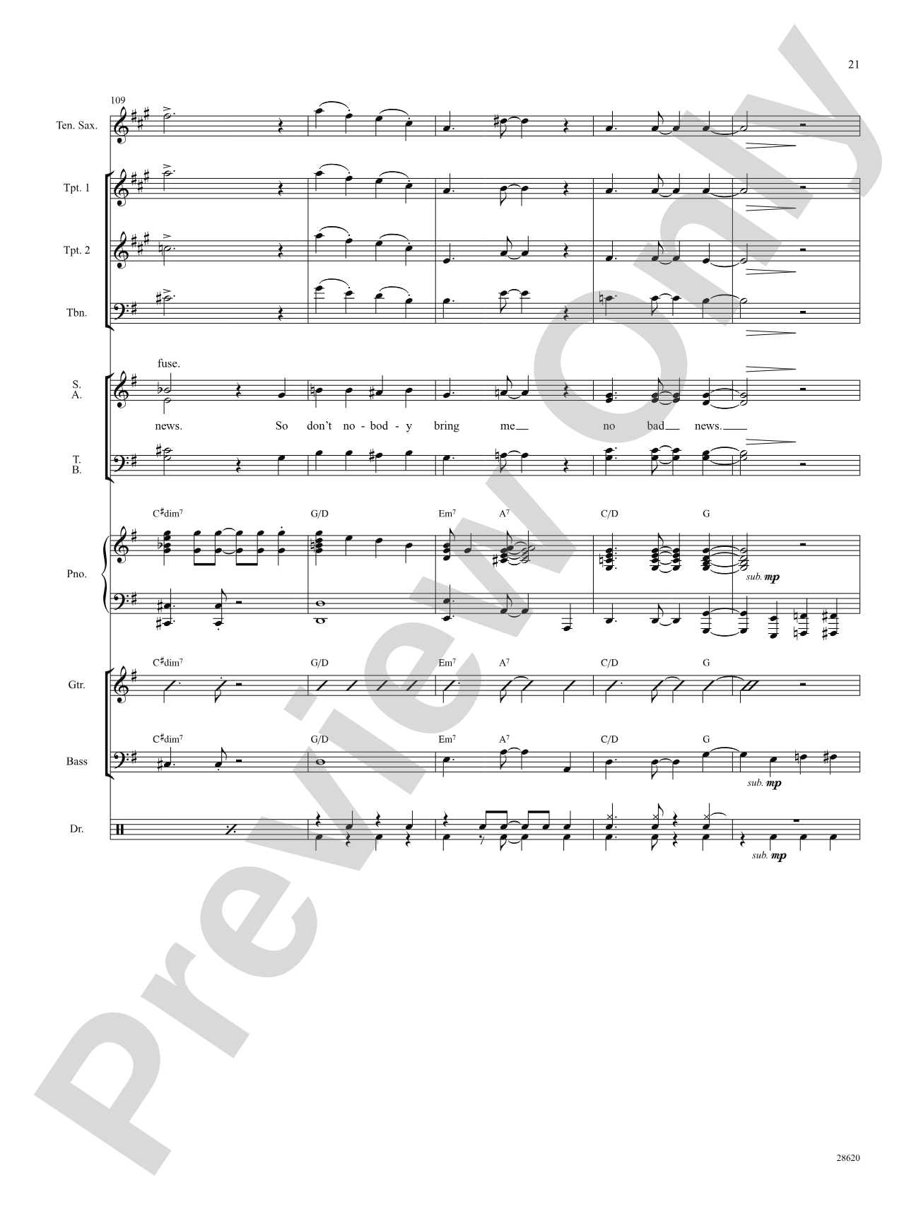 Don't Nobody Bring Me No Bad News (from the musical The Wiz): Choral SoundPax