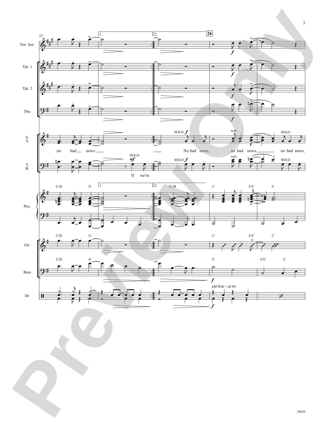 Don't Nobody Bring Me No Bad News (from the musical The Wiz): Choral SoundPax