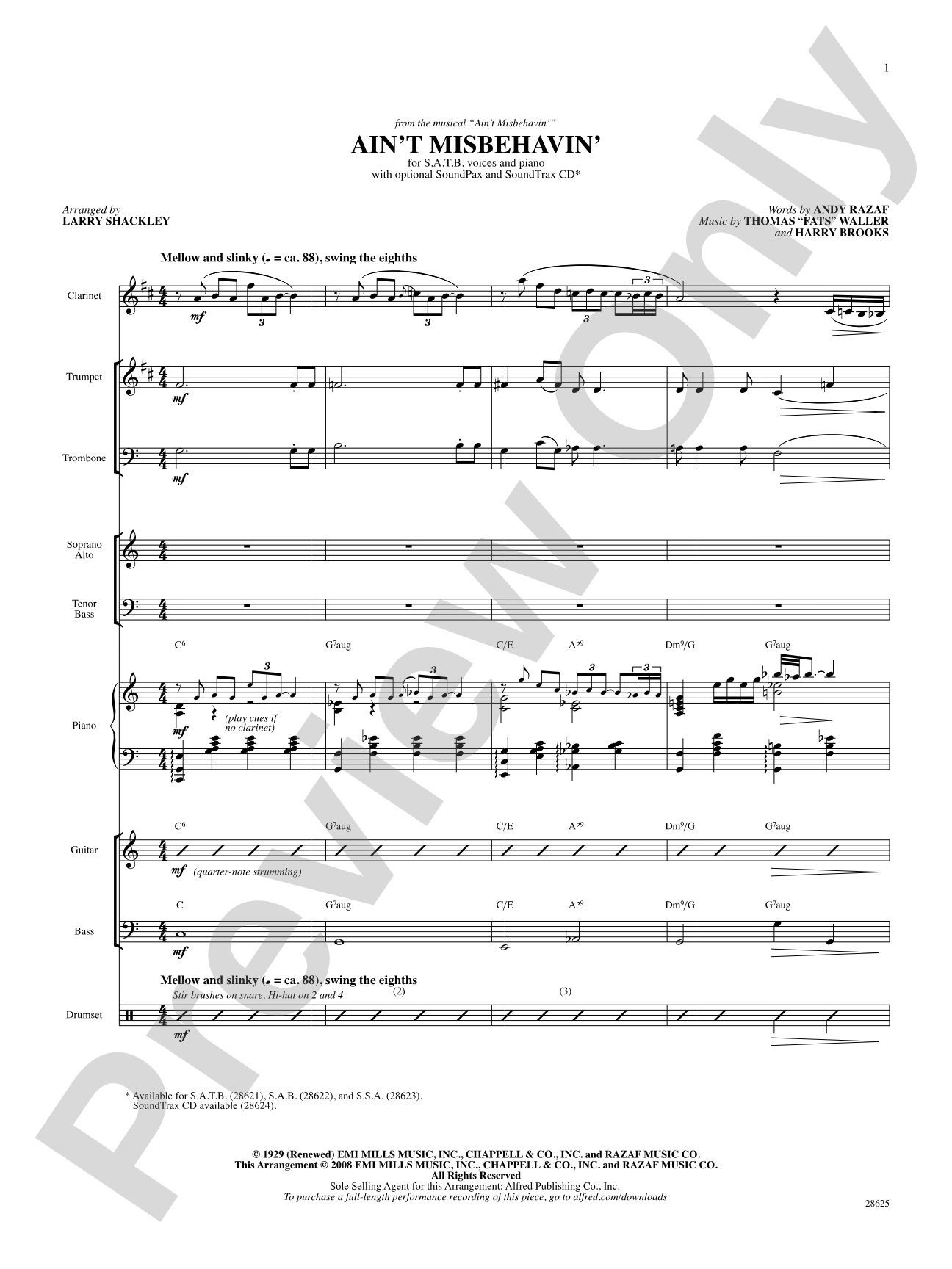Ain't Misbehavin' (from the musical Ain't Misbehavin'): Choral SoundPax