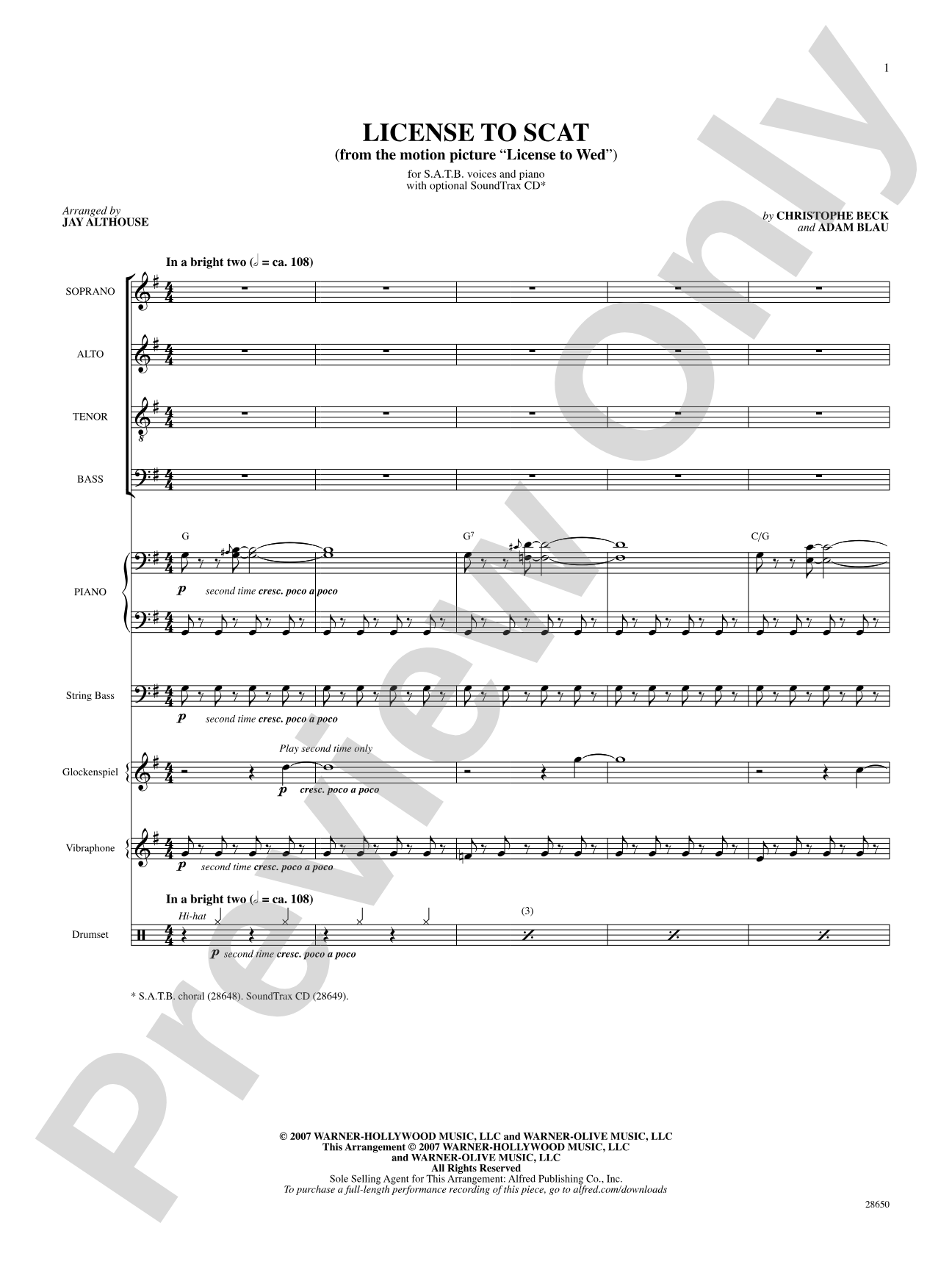 License to Scat (from the motion picture License to Wed): Choral SoundPax