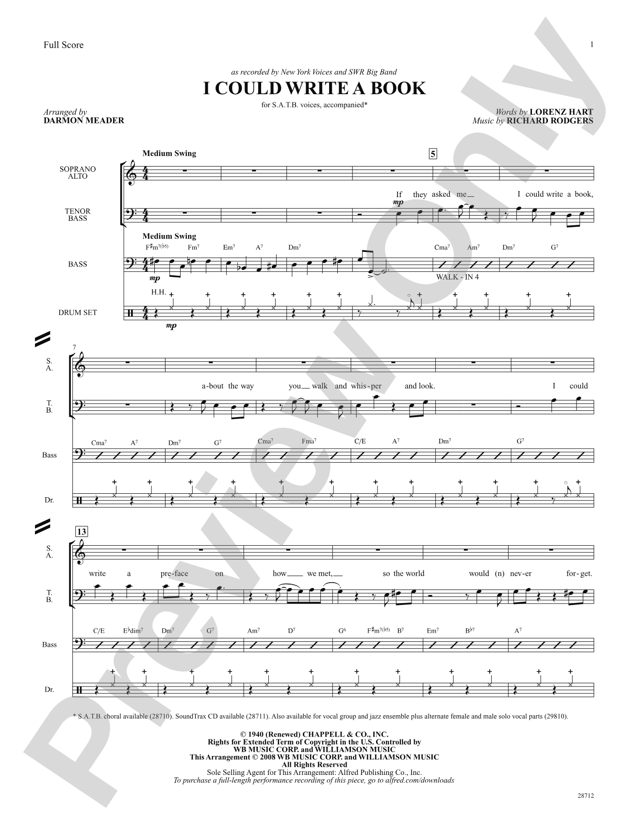 I Could Write a Book: Score: Choral SoundPax