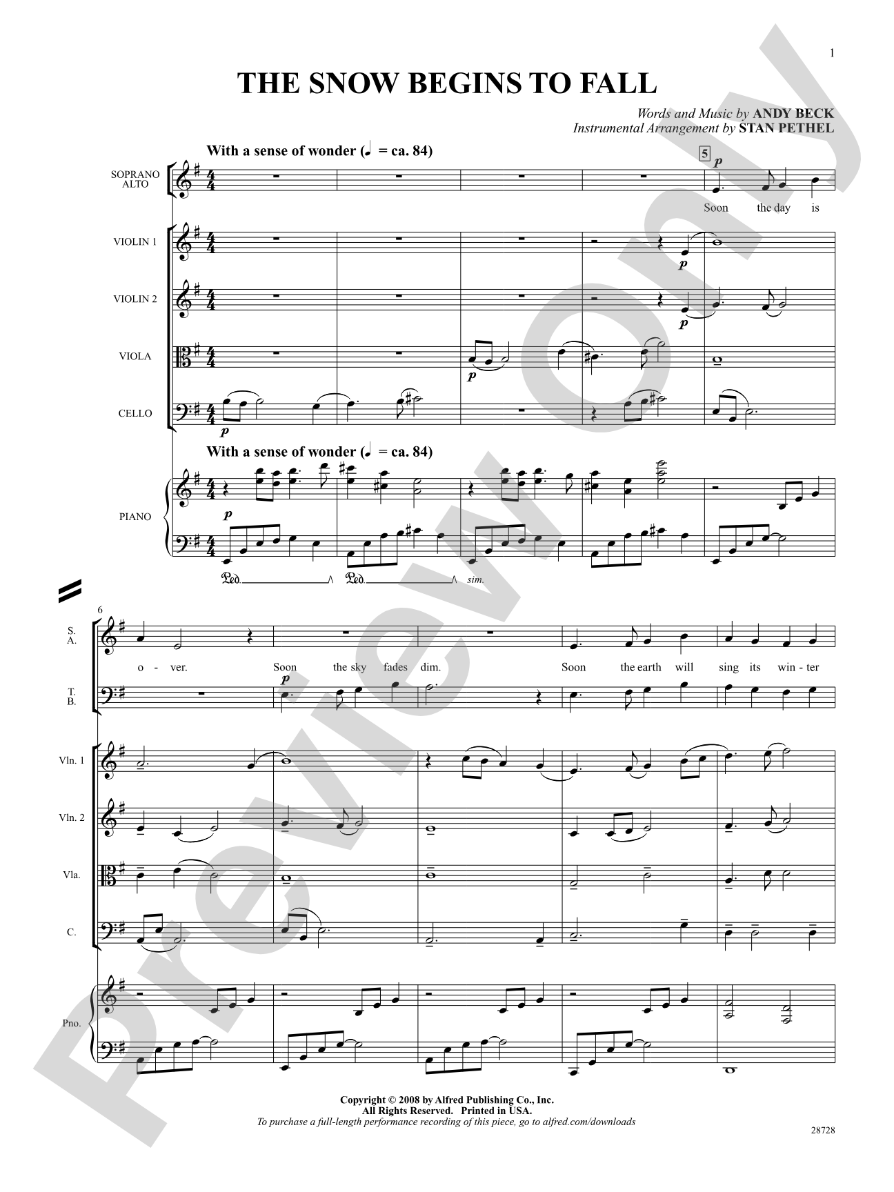 The Snow Begins to Fall: Choral SoundPax