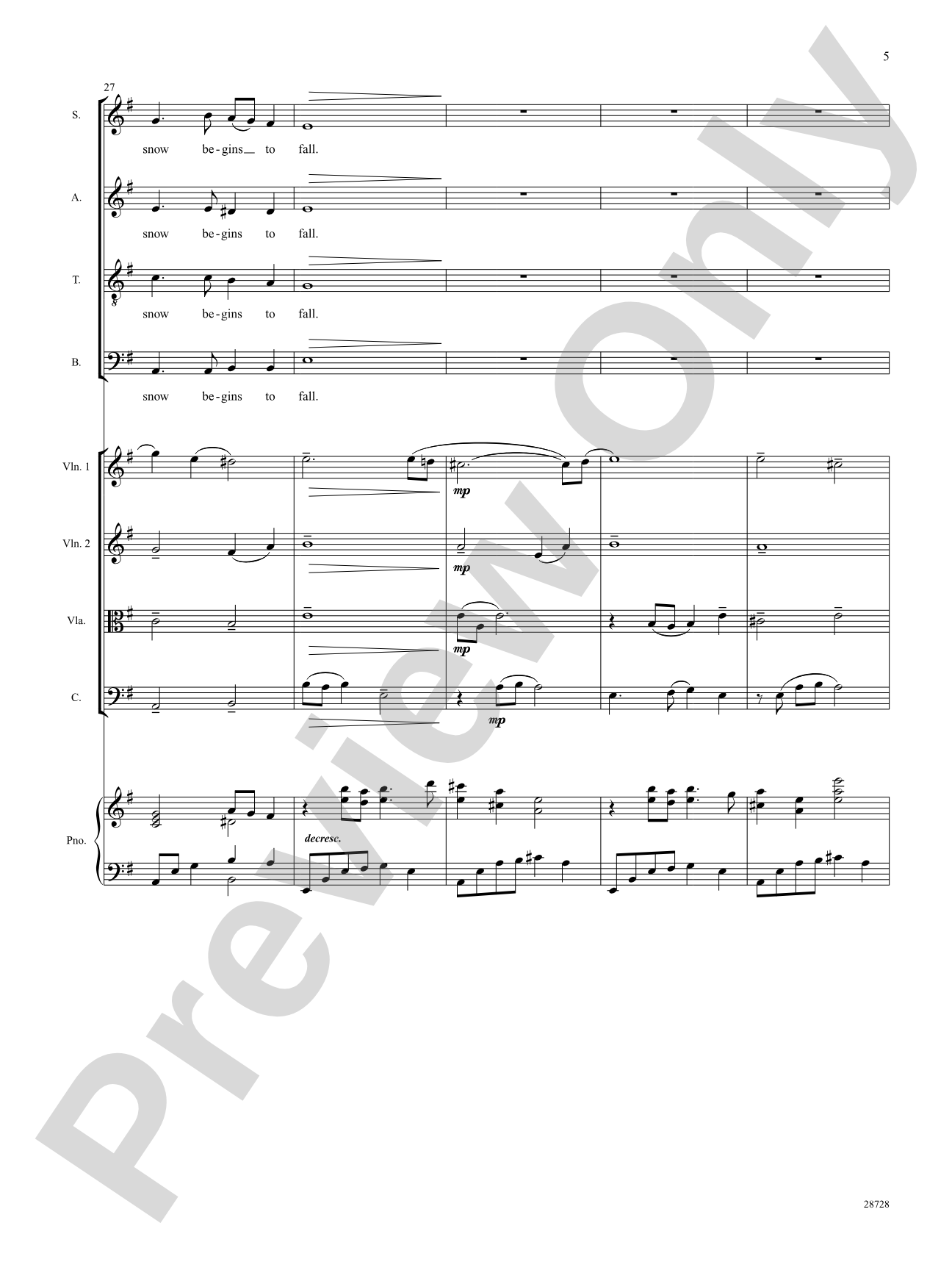 The Snow Begins to Fall: Choral SoundPax