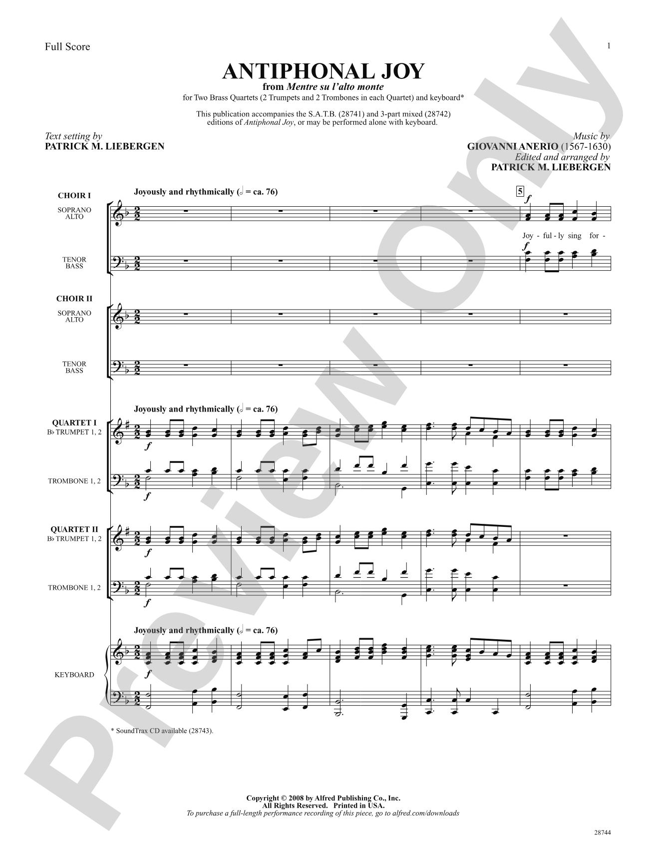 Antiphonal Joy (from Mentre su l'alto monte): Choral SoundPax