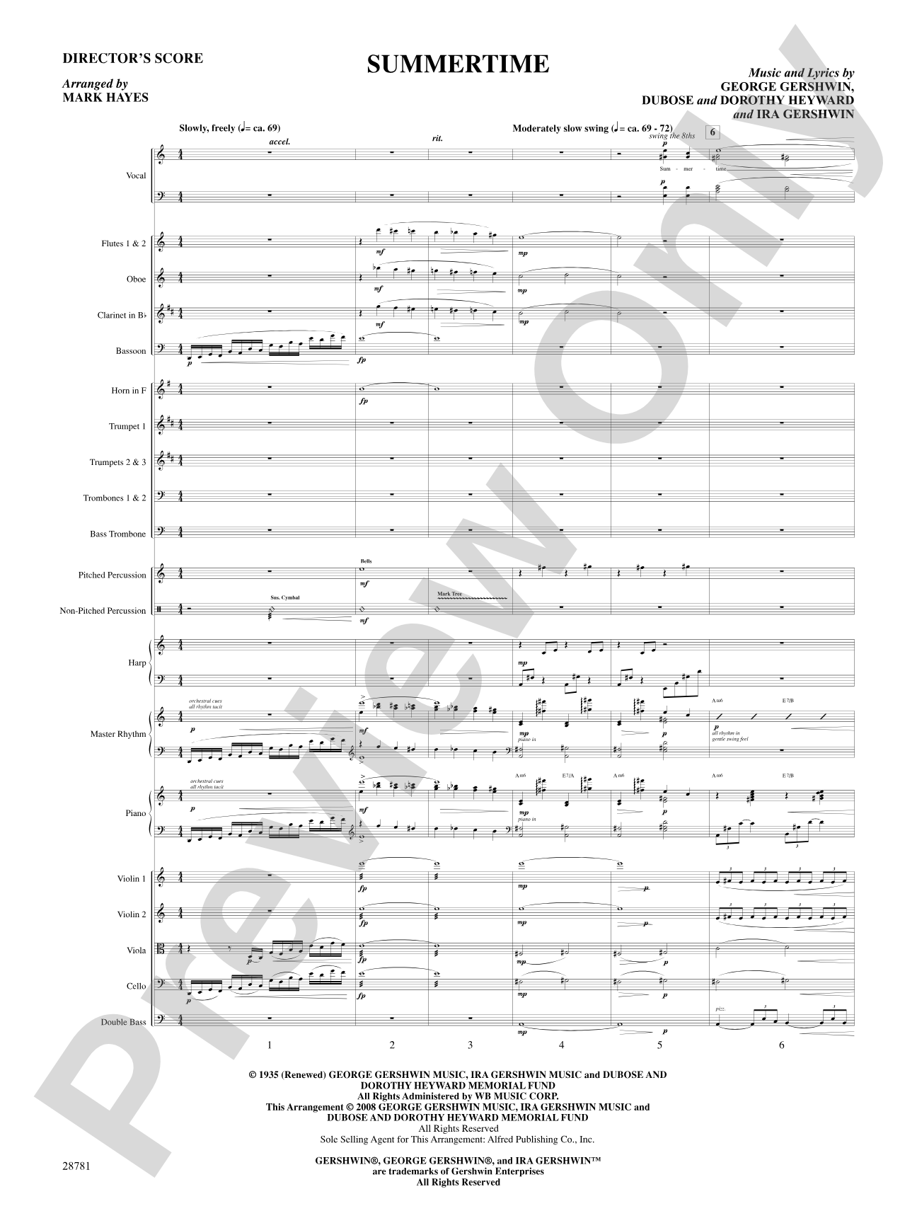 Summertime (from the musical Porgy and Bess): Score: Choral SoundPax