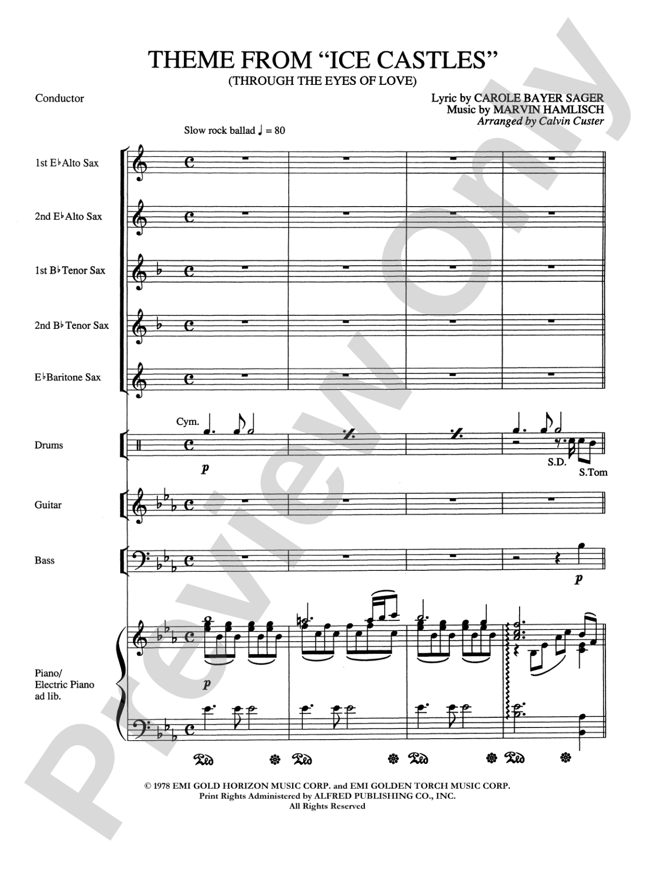 Ice Castles, Theme from (Through the Eyes of Love): Saxophone Choir