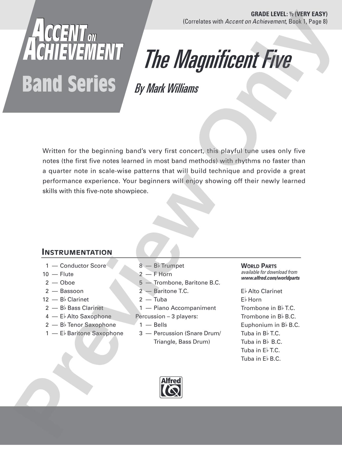 The Magnificent Five: Concert Band Conductor Score & Parts