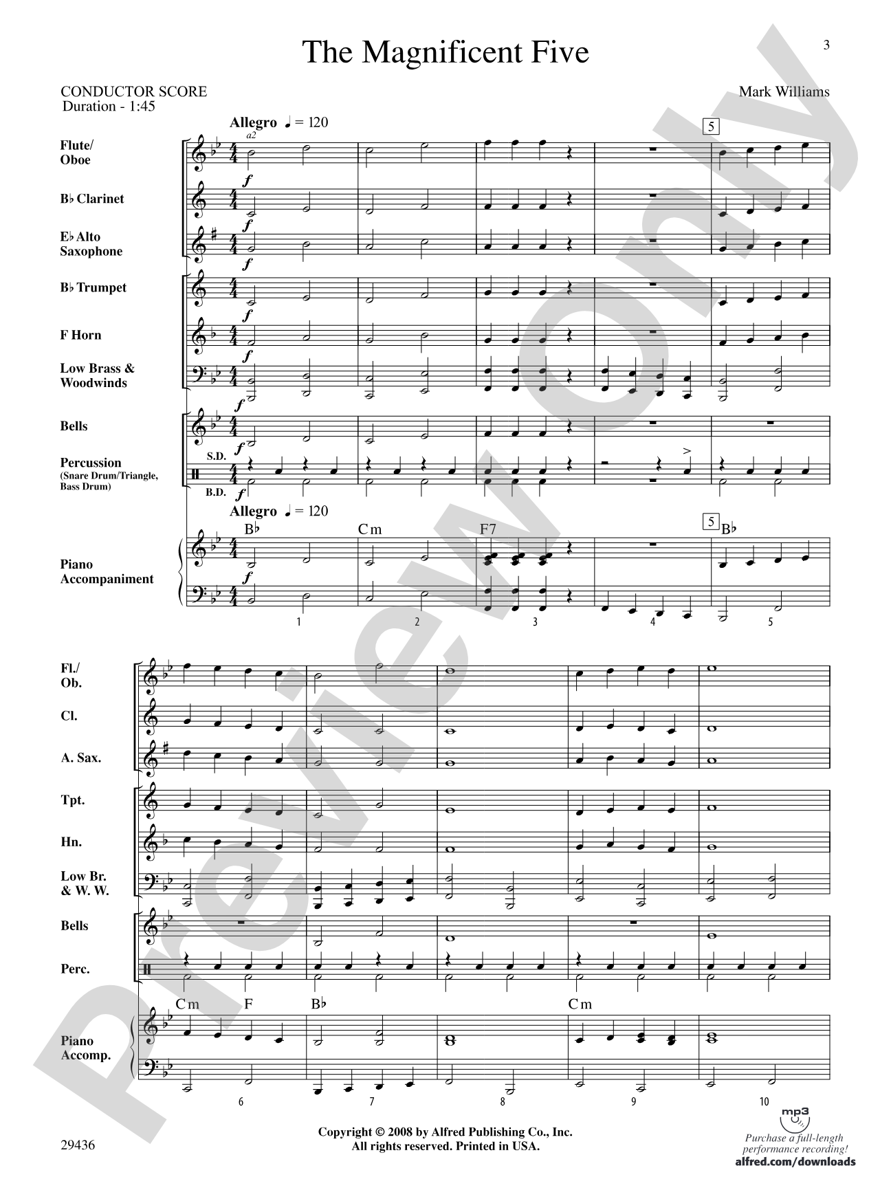 The Magnificent Five: Concert Band Conductor Score & Parts
