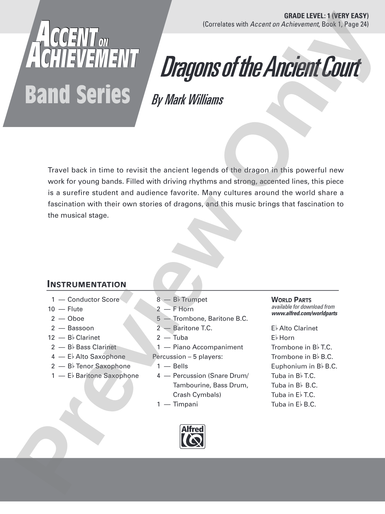 Dragons of the Ancient Court: Concert Band Conductor Score & Parts