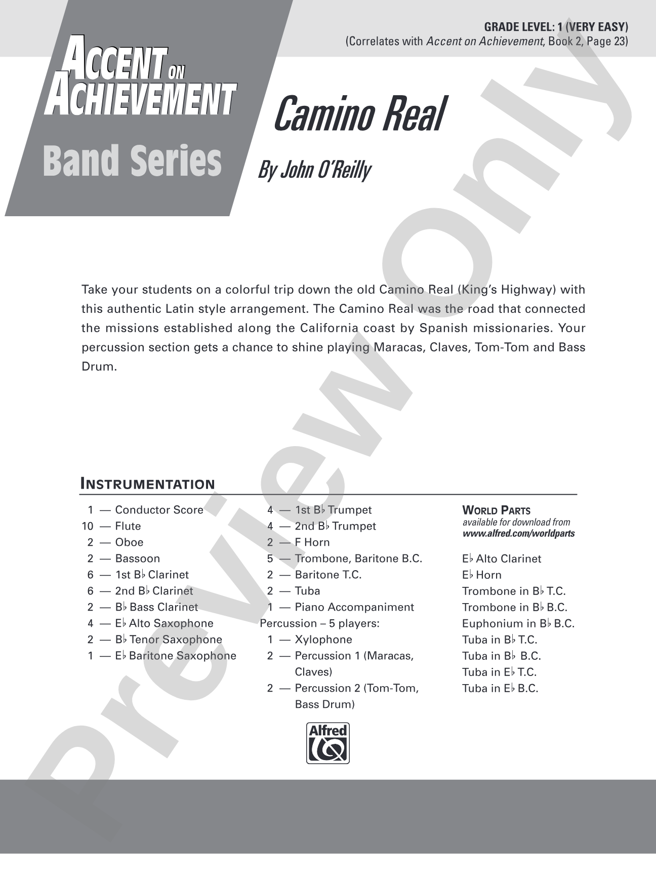 Camino Real: Concert Band Conductor Score & Parts