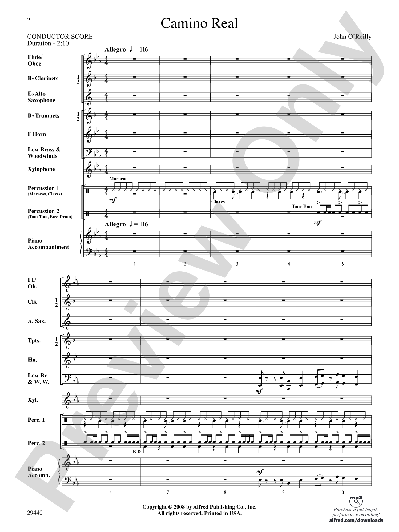 Camino Real: Concert Band Conductor Score & Parts