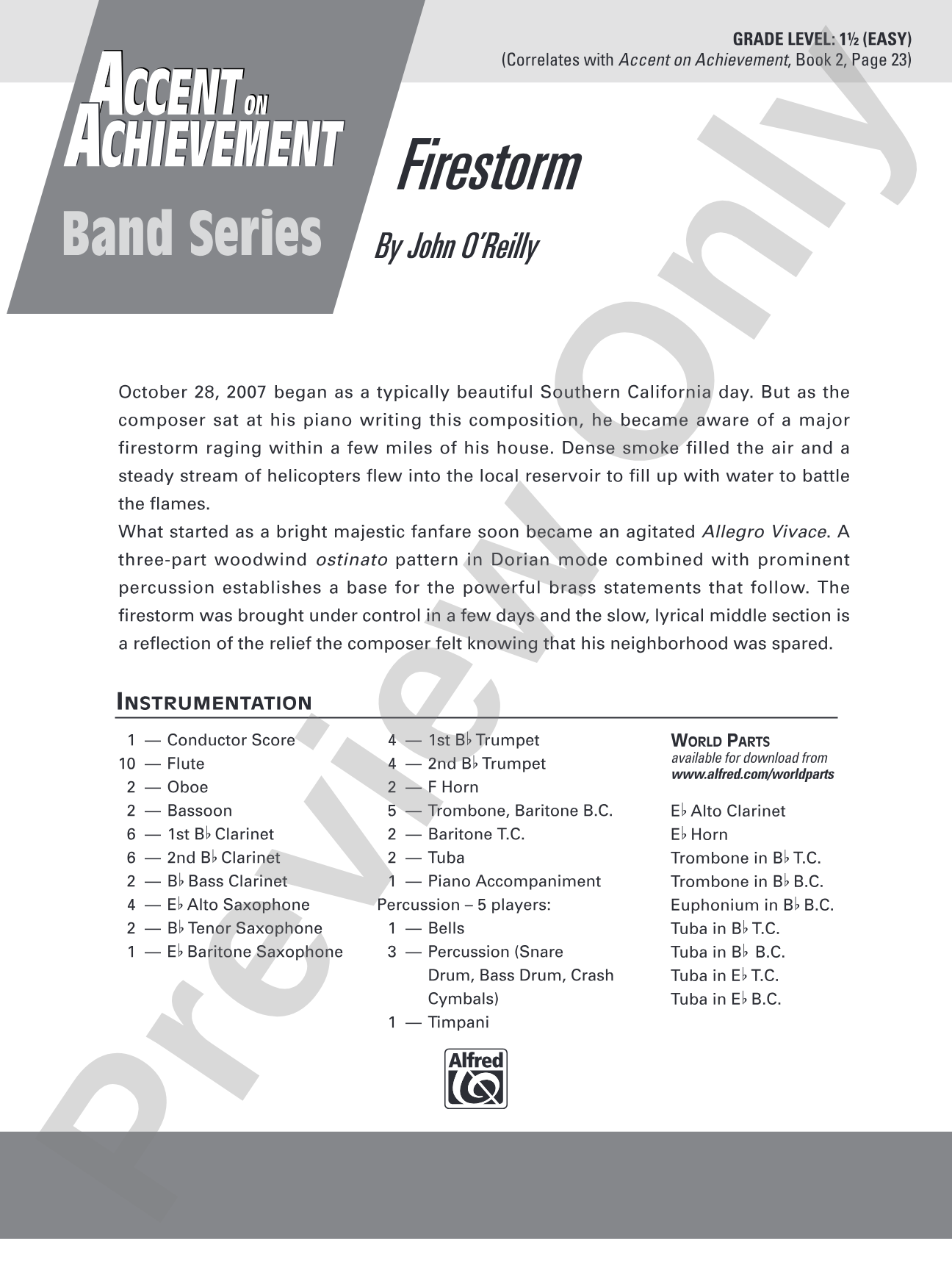 Firestorm: Concert Band Conductor Score & Parts