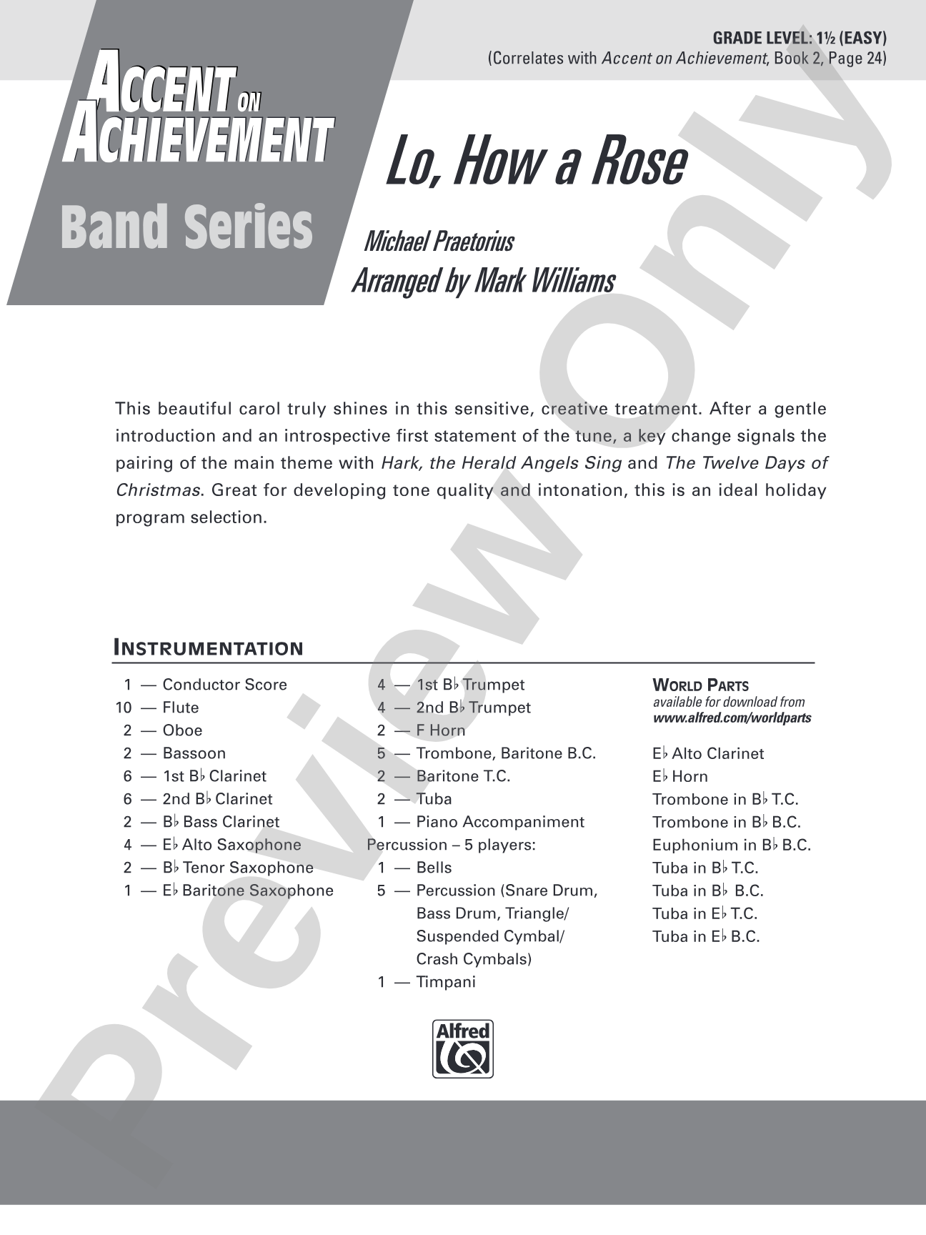 Lo, How a Rose: Concert Band Conductor Score & Parts