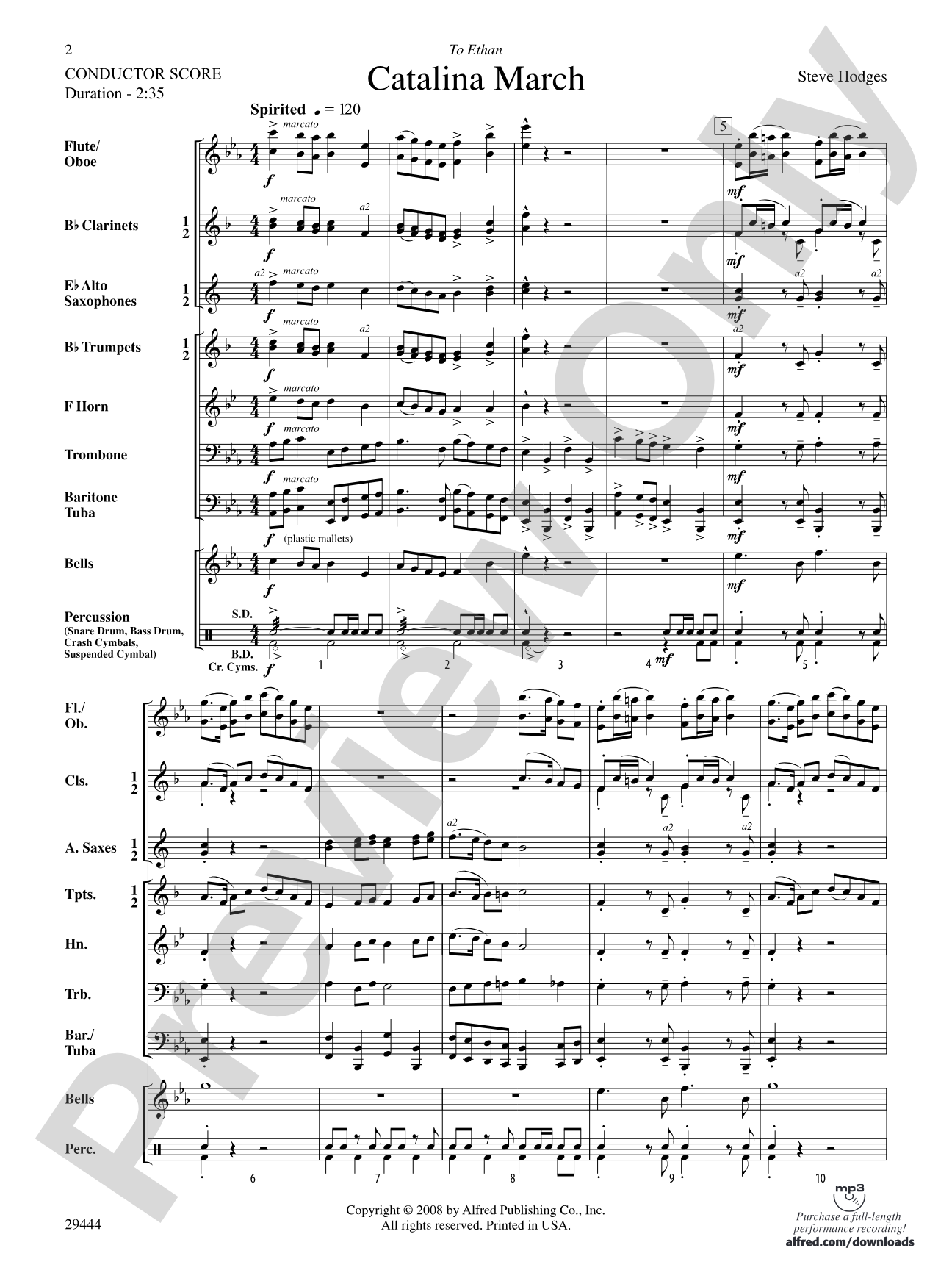 Catalina March: Concert Band Conductor Score & Parts