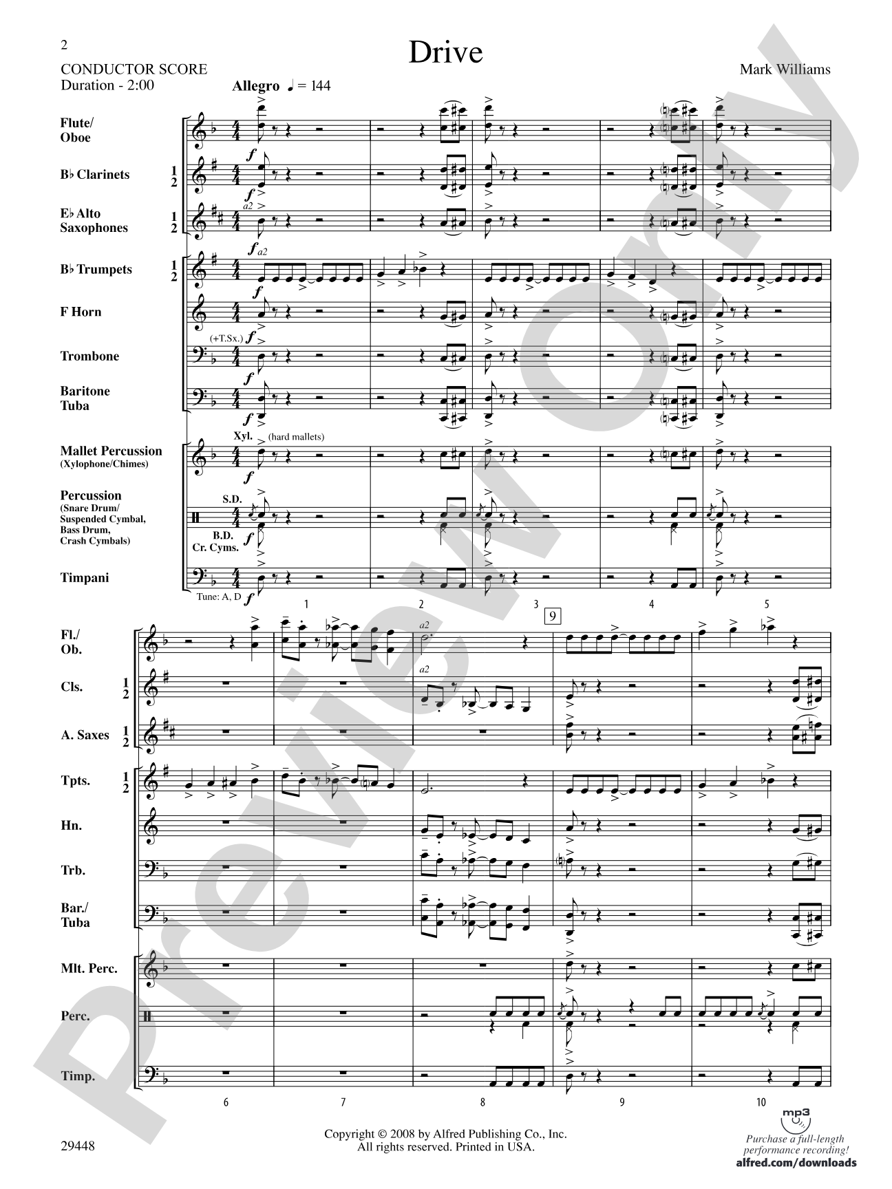 Drive: Concert Band Conductor Score & Parts