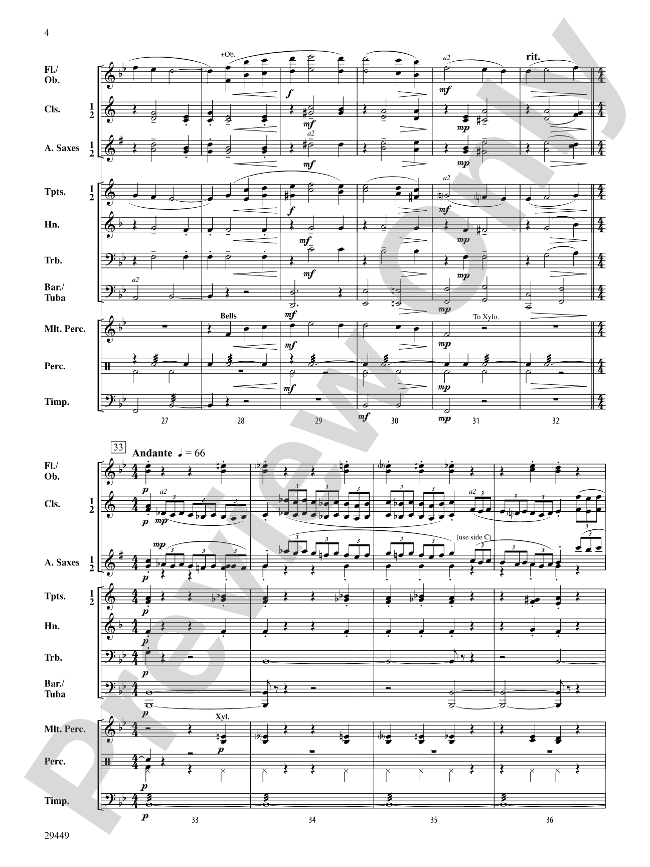 Themes from Piano Concerto No. 2: Concert Band Conductor Score & Parts